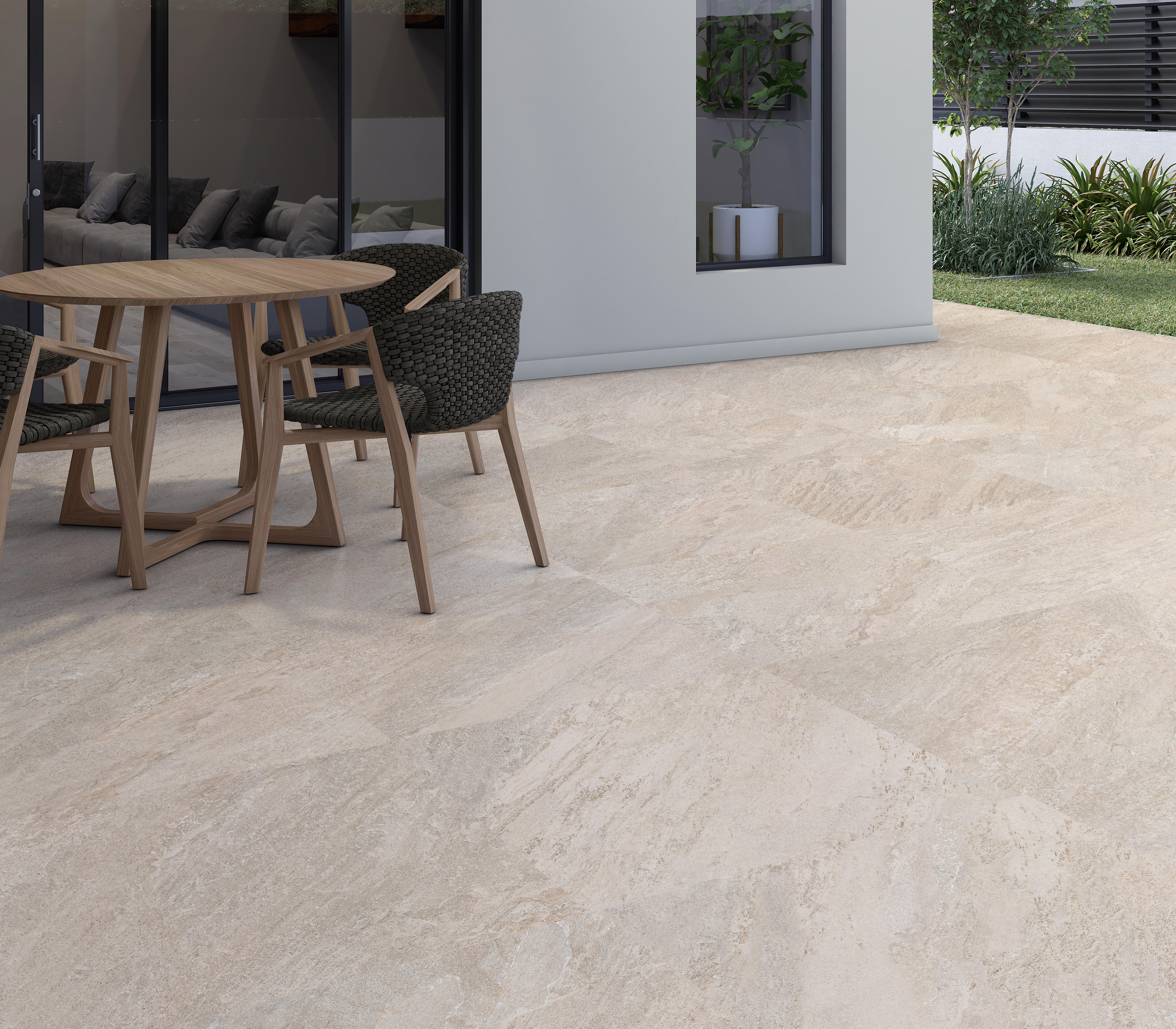 BALDOSA EXTERIOR PORCELÁNICO 45X45CM STONE SAND ANTIDESLIZANTE - 2