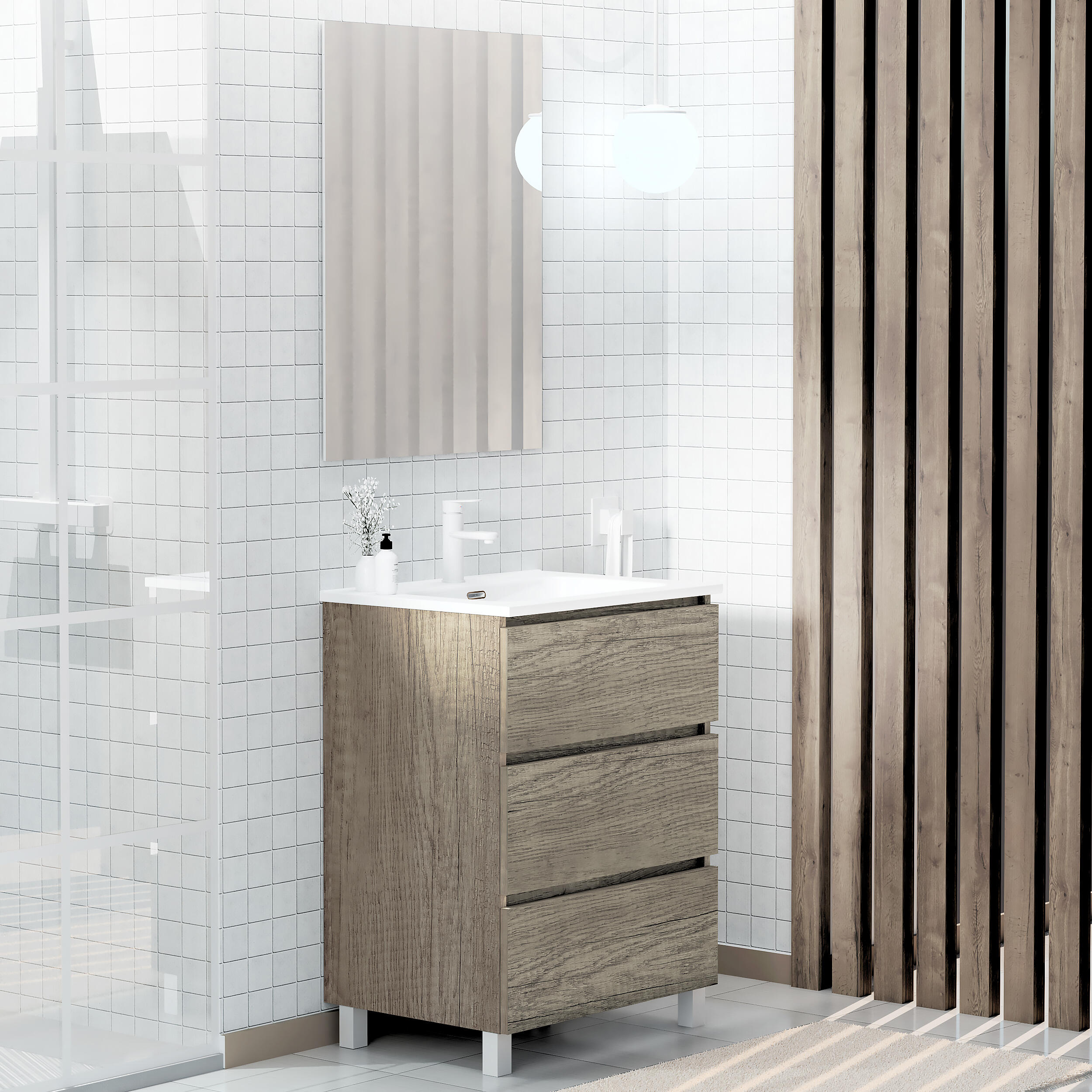 MUEBLE DE BAÑO MAR ROBLE OSCURO 70X46CM - 2