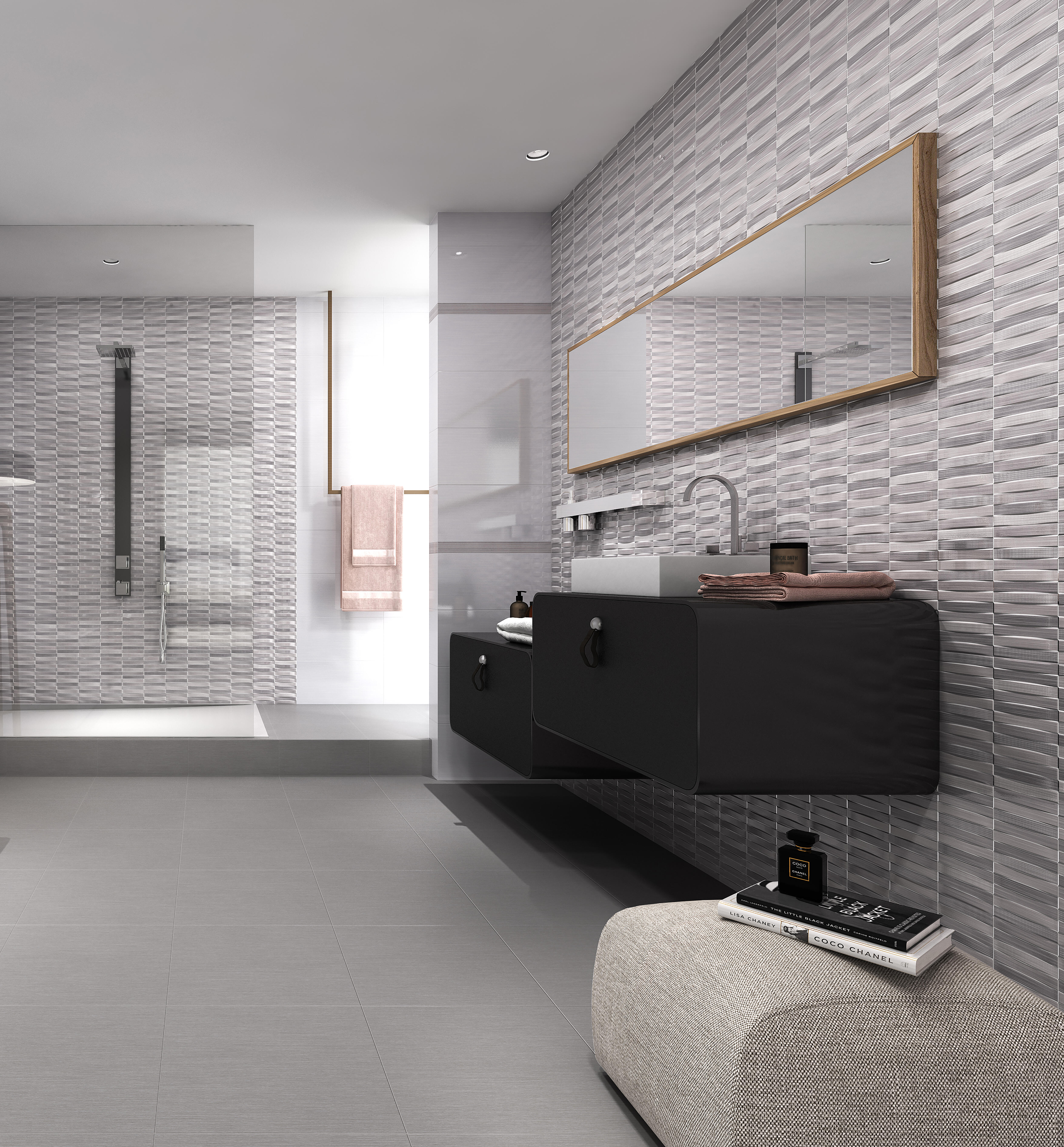 AZULEJO PASTA BLANCA 25X50 CM. CHAMAREL DECOR GRIS - 4