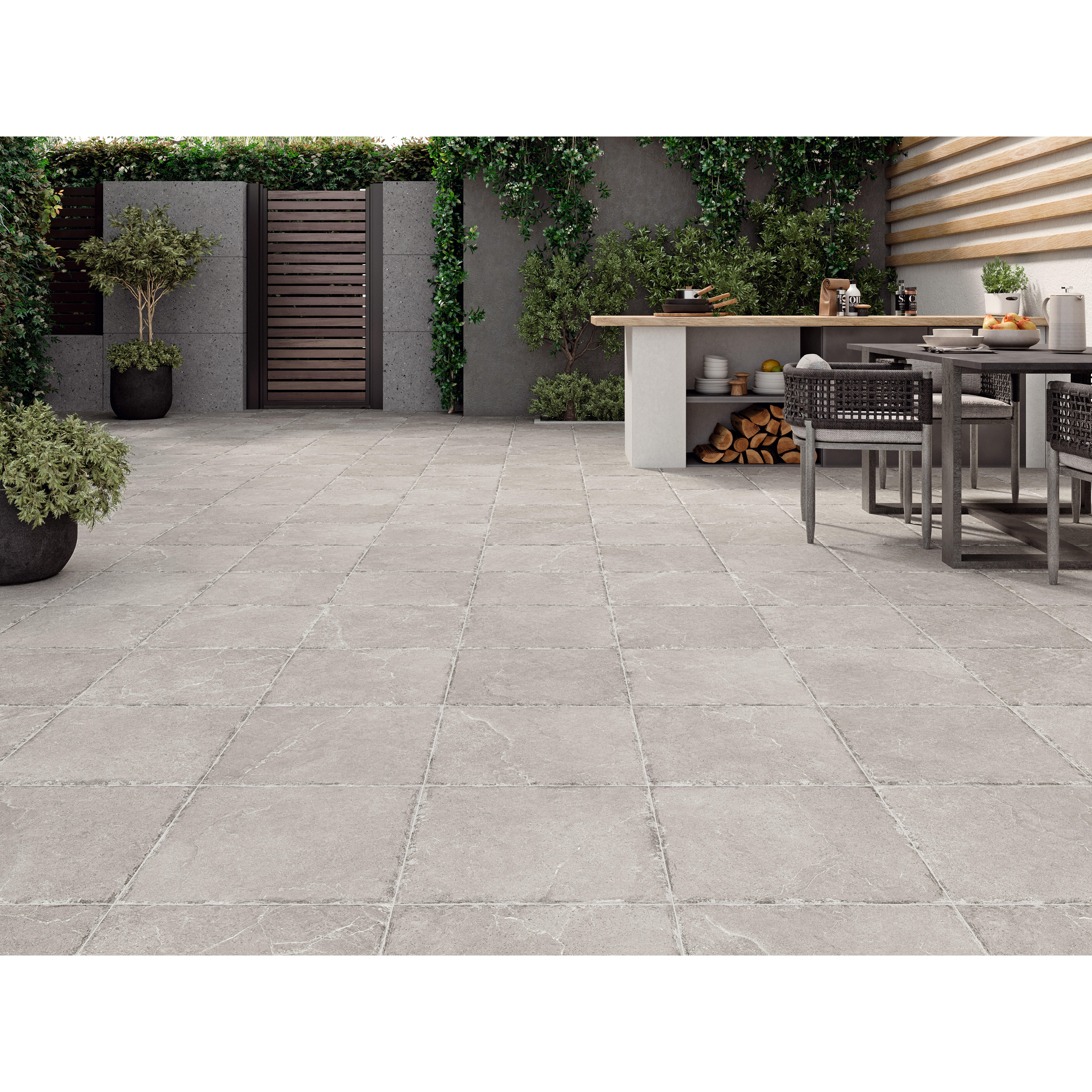 BALDOSA EXTERIOR PORCELÁNICO 45X45CM GALENDE GREY - 2