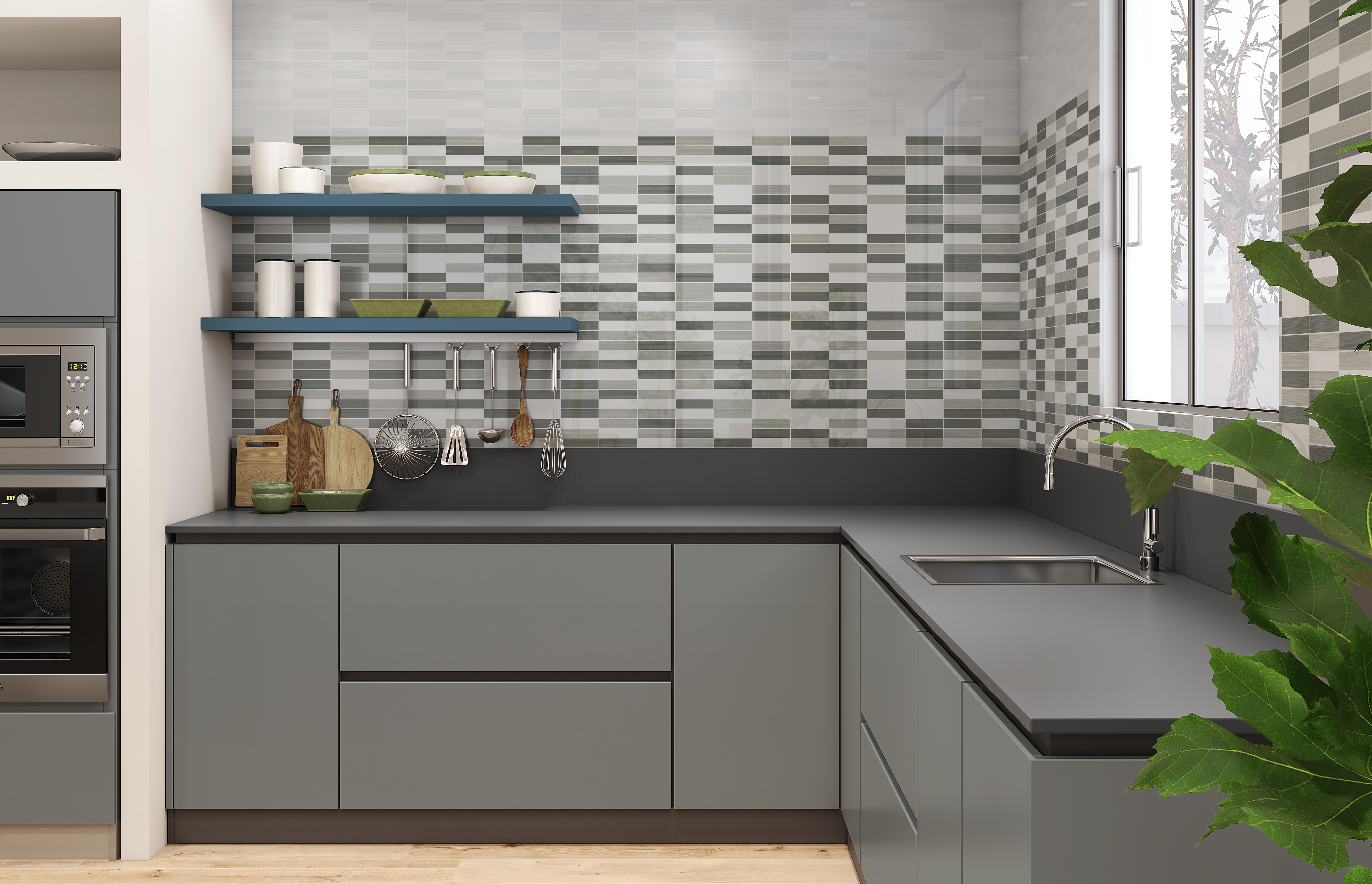 AZULEJO PASTA ROJA 20X50 CM. MOSAICO MIX BLANCO - 3