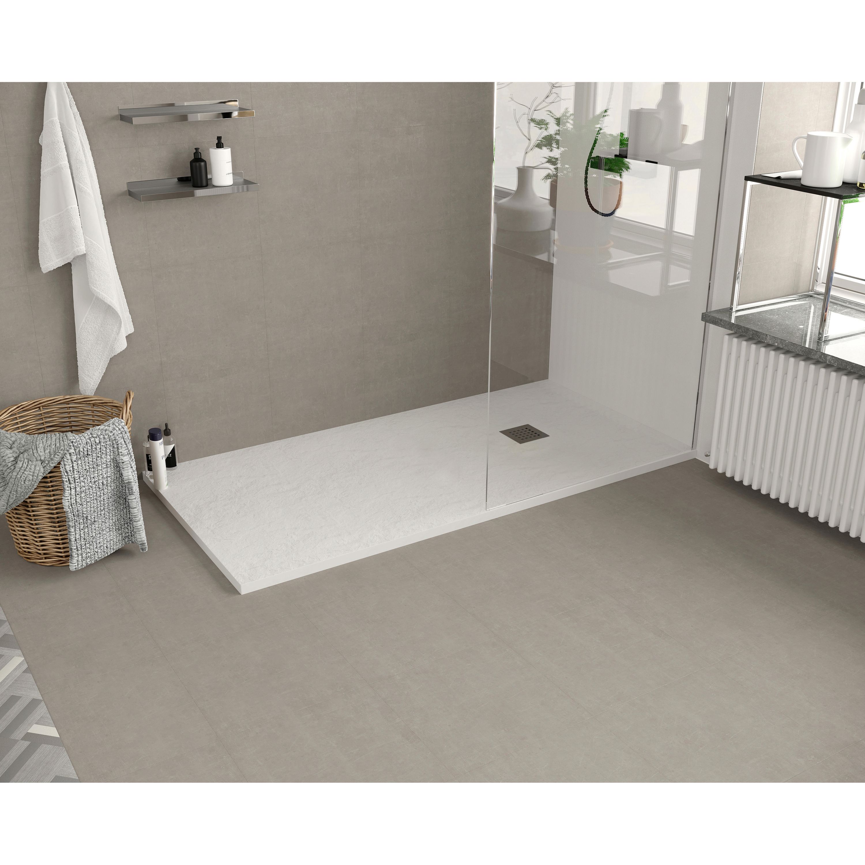 PLATO DE DUCHA RESINA RECTANGULAR BLANCO 80X140X3CM Obramat