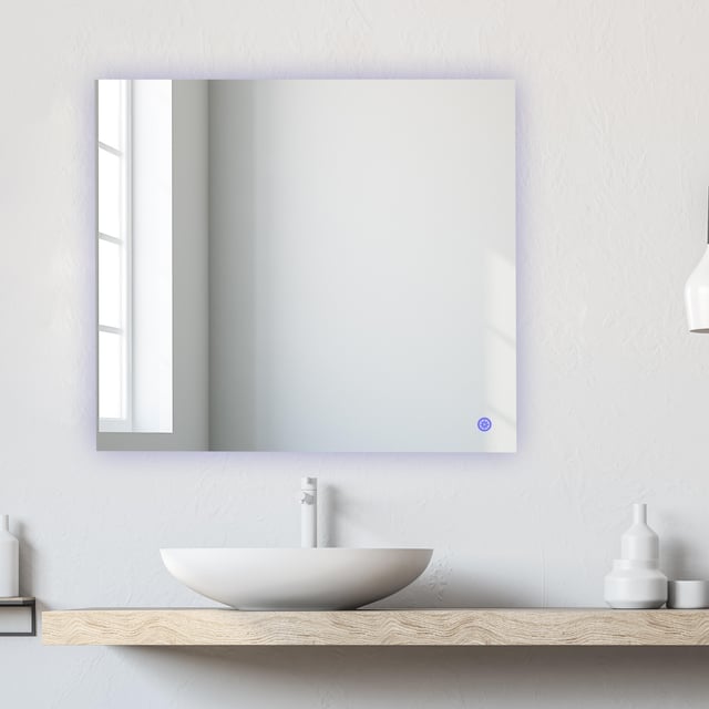 ESPEJO DE BAÑO CON LUZ LED RETRO 80X80CM