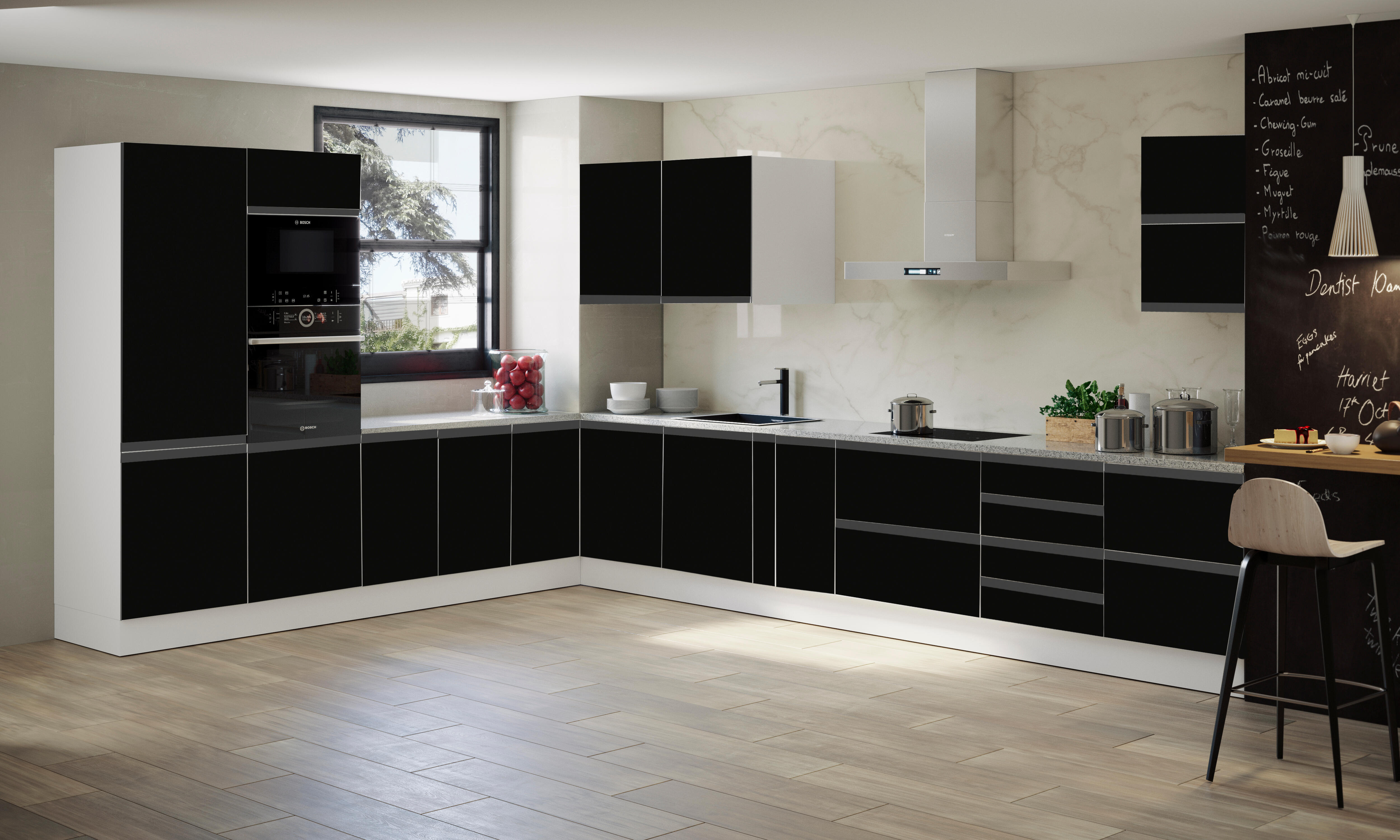 PUERTA PARA MUEBLE DE COCINA PALMA NEGRO BRILLO MDF 45X60CM - 2