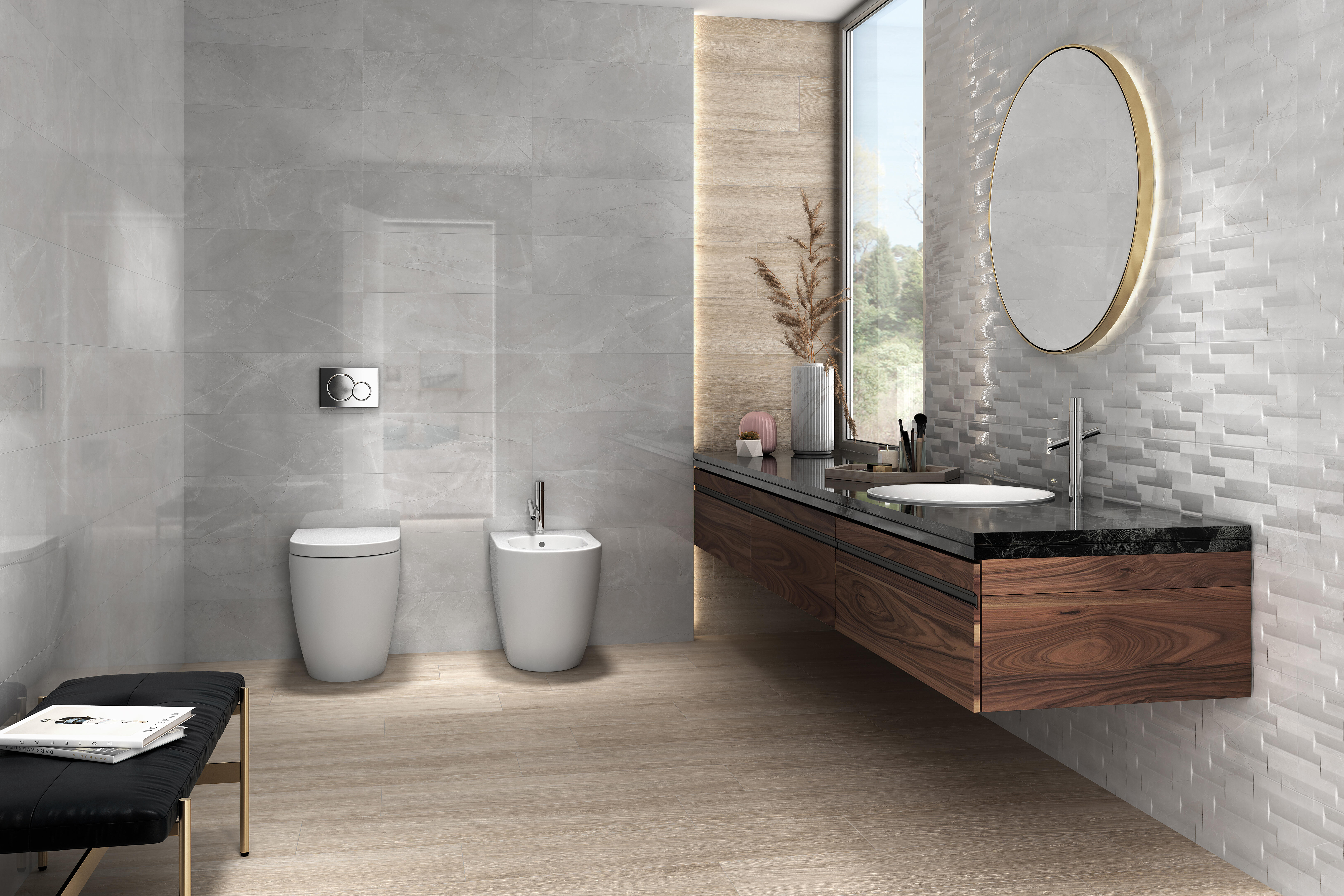 AZULEJO PASTA BLANCA 24X69 CM. MABE DECOR GRIS - 4