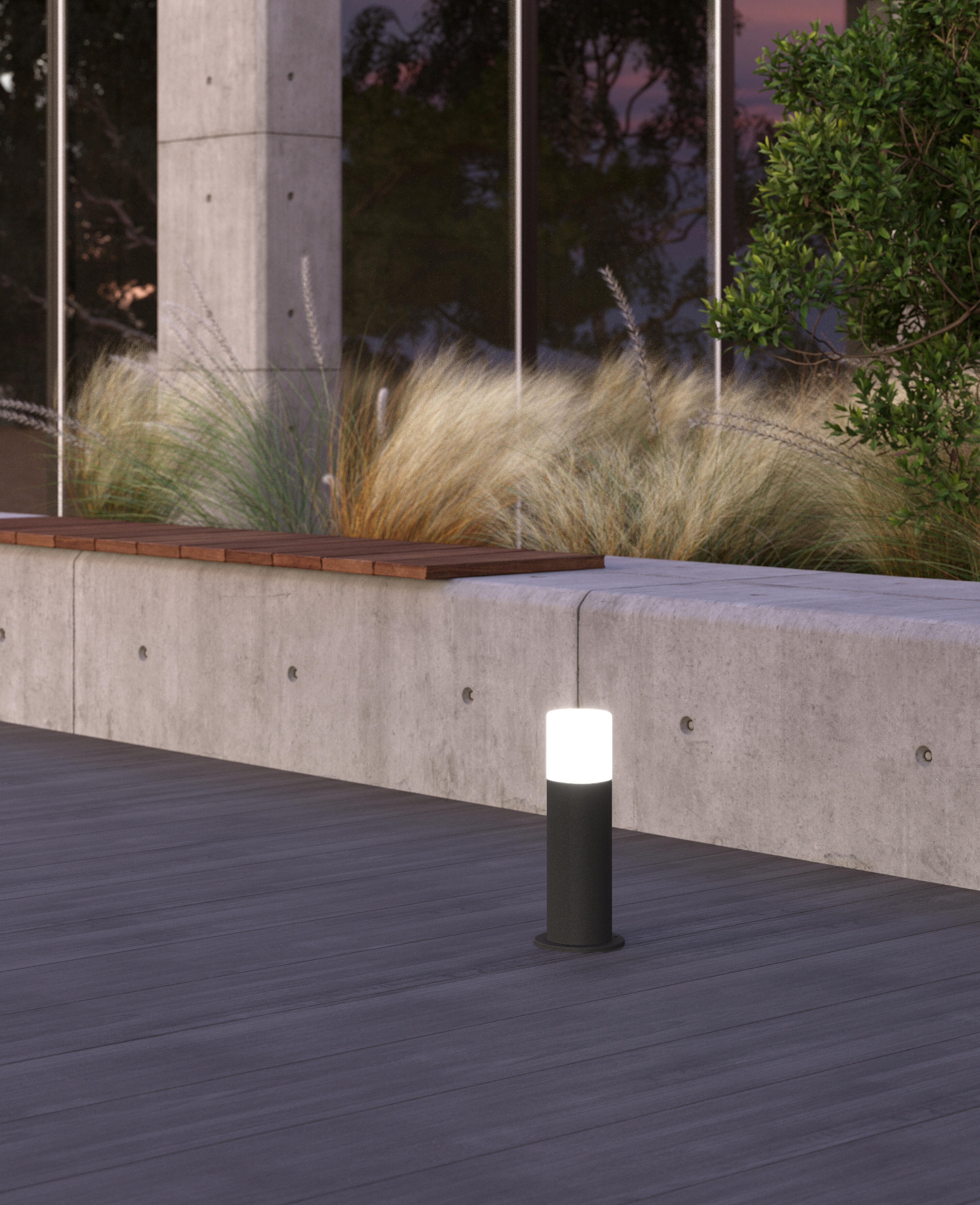 BALIZA DE EXTERIOR JARDIN NEGRO 28W VESPERA 30CM - 3