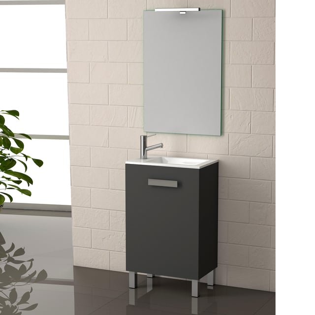 CONJUNTO MUEBLE DE BAÑO MINI ANTRACITA 33X49CM