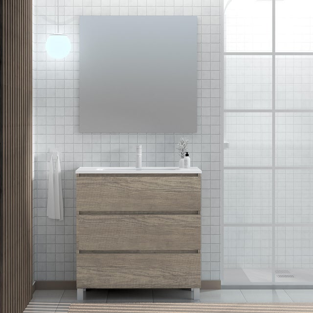 MUEBLE DE BAÑO MAR ROBLE OSCURO 80X46CM