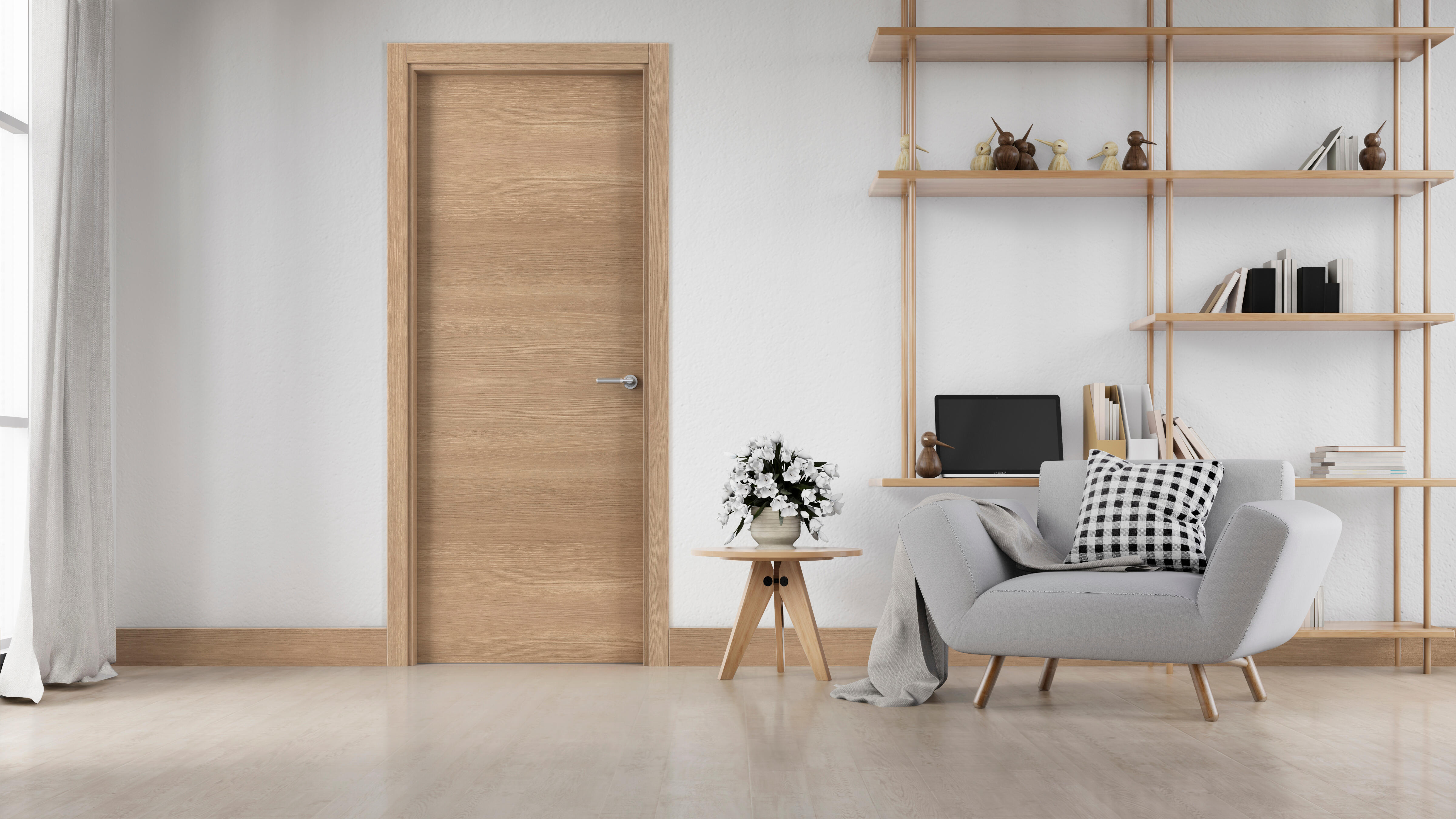 PUERTA ABATIBLE EN BLOCK ACABADO ROBLE 70,5CM CIEGA DERECHA - 2