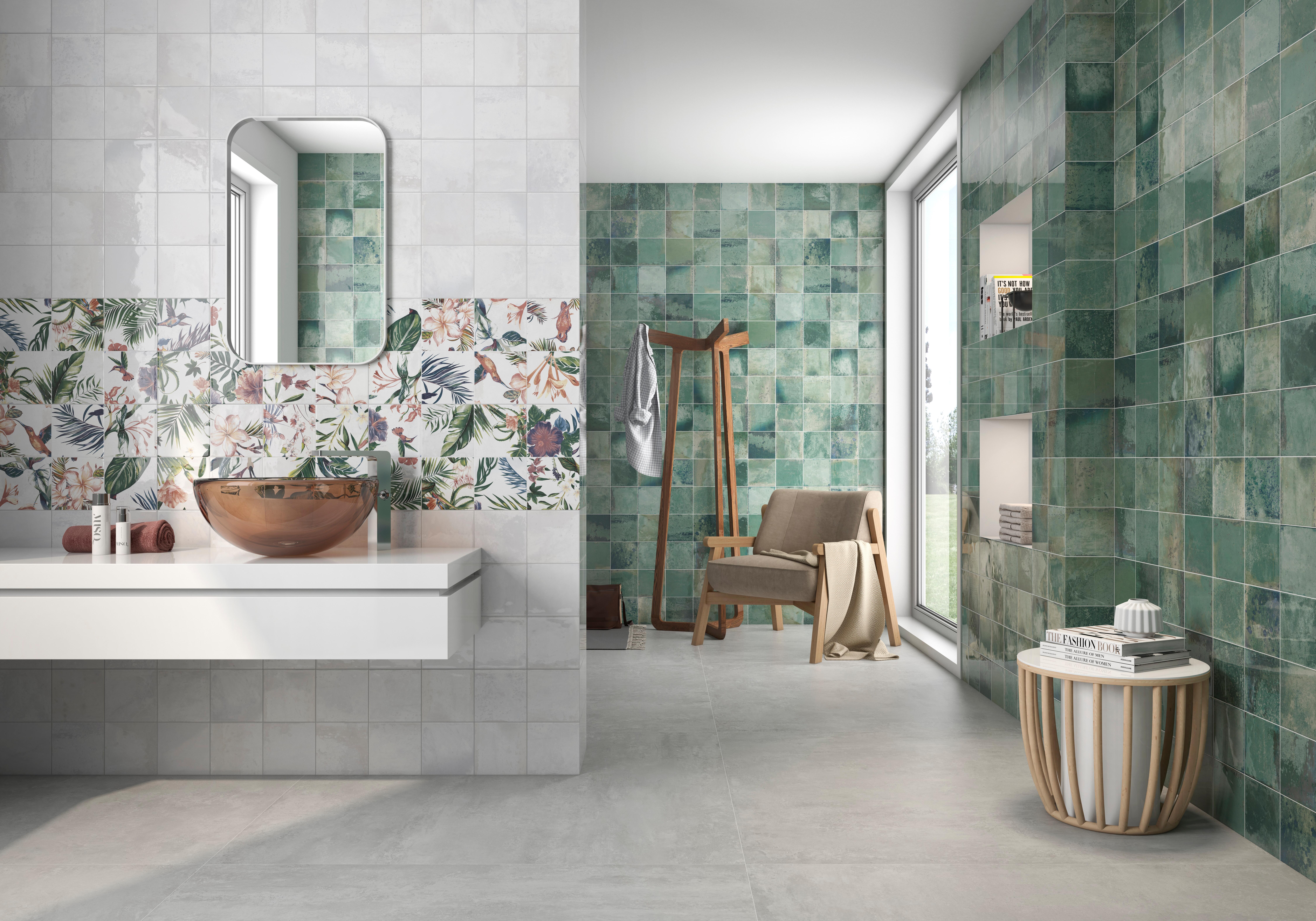 AZULEJO PASTA ROJA 31.6X60CM VANITY FLOWER GREEN - 5