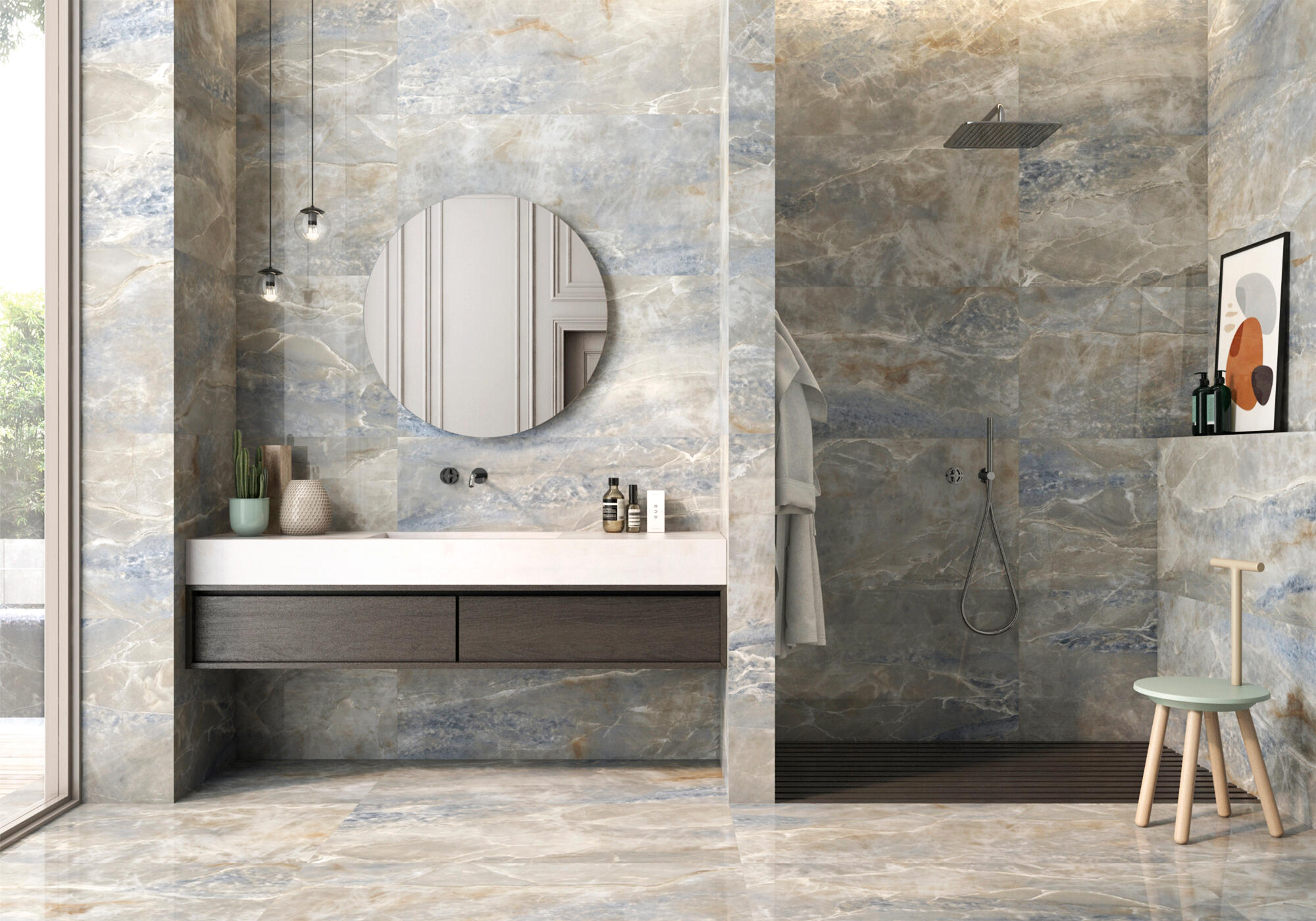 SUELO PORCELÁNICO 60X120CM VALDIVIA BLUE BRILLO - 2