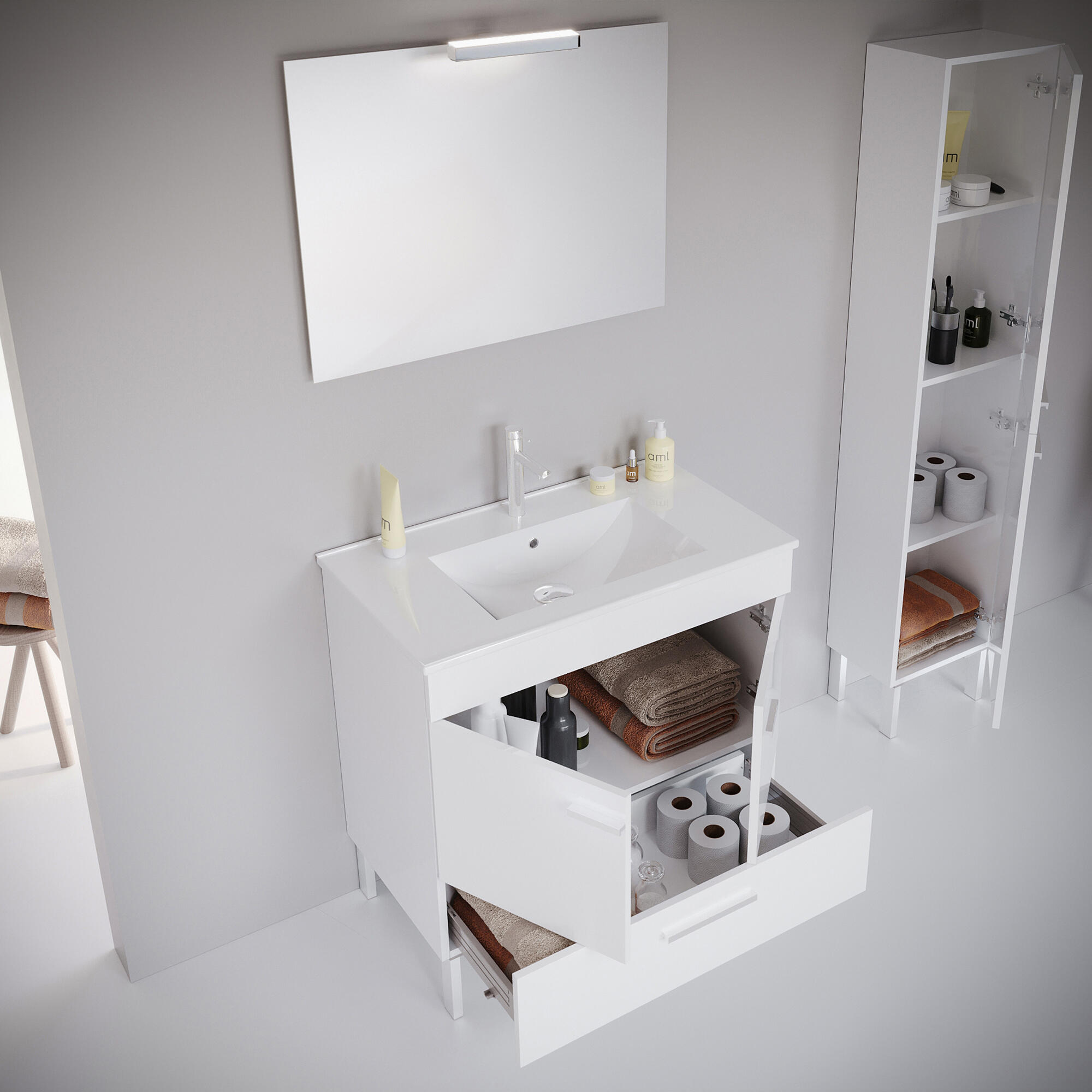 Móvel com lavatório ARRÁBIDA 80 CM BRANCO - 2