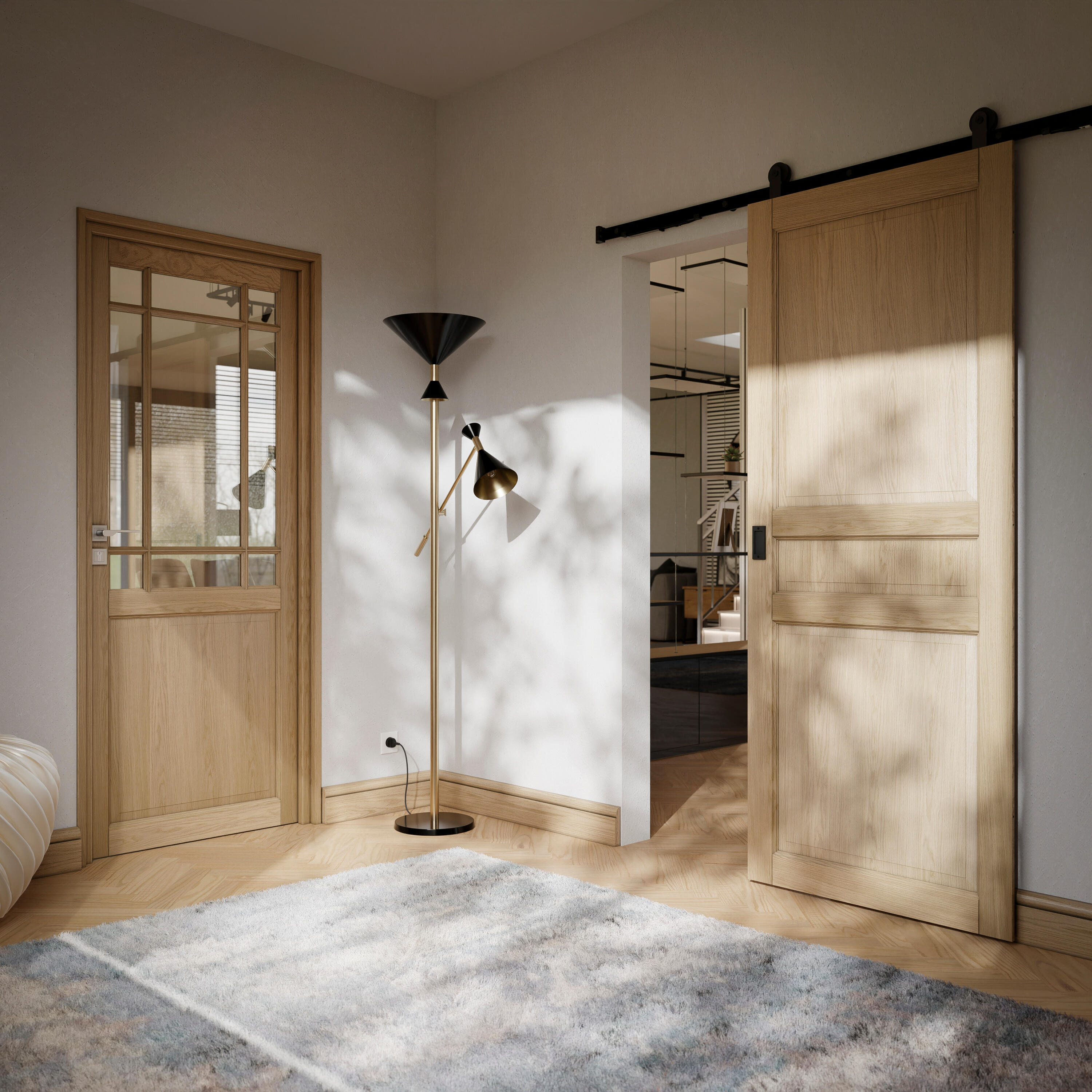 Bloc-porte fin de chantier Rosalie vitré chêne, H.204 x l.83cm, poussant droit - 3