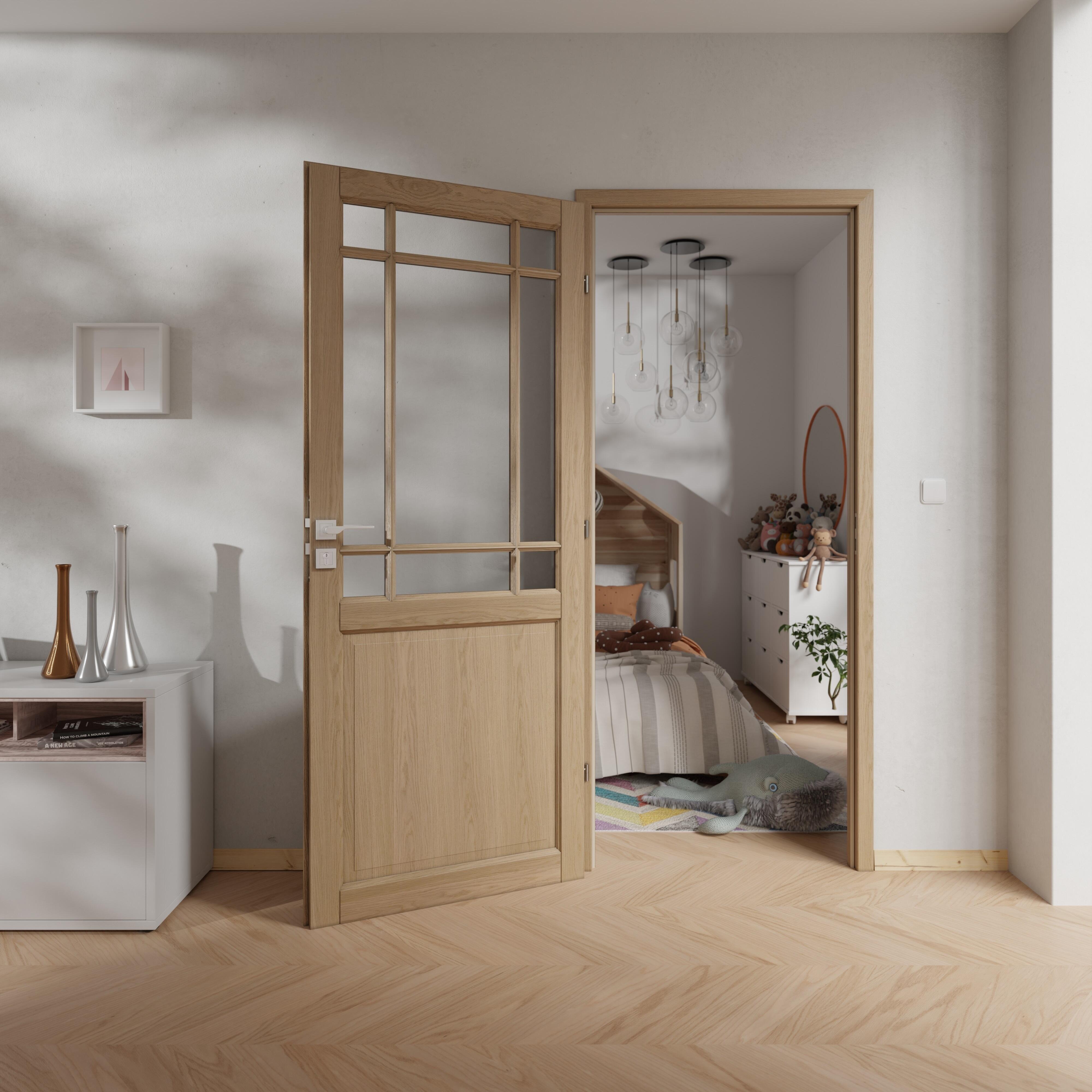 Bloc-porte fin de chantier Rosalie vitré chêne, H.204 x l.83cm, poussant droit - 2