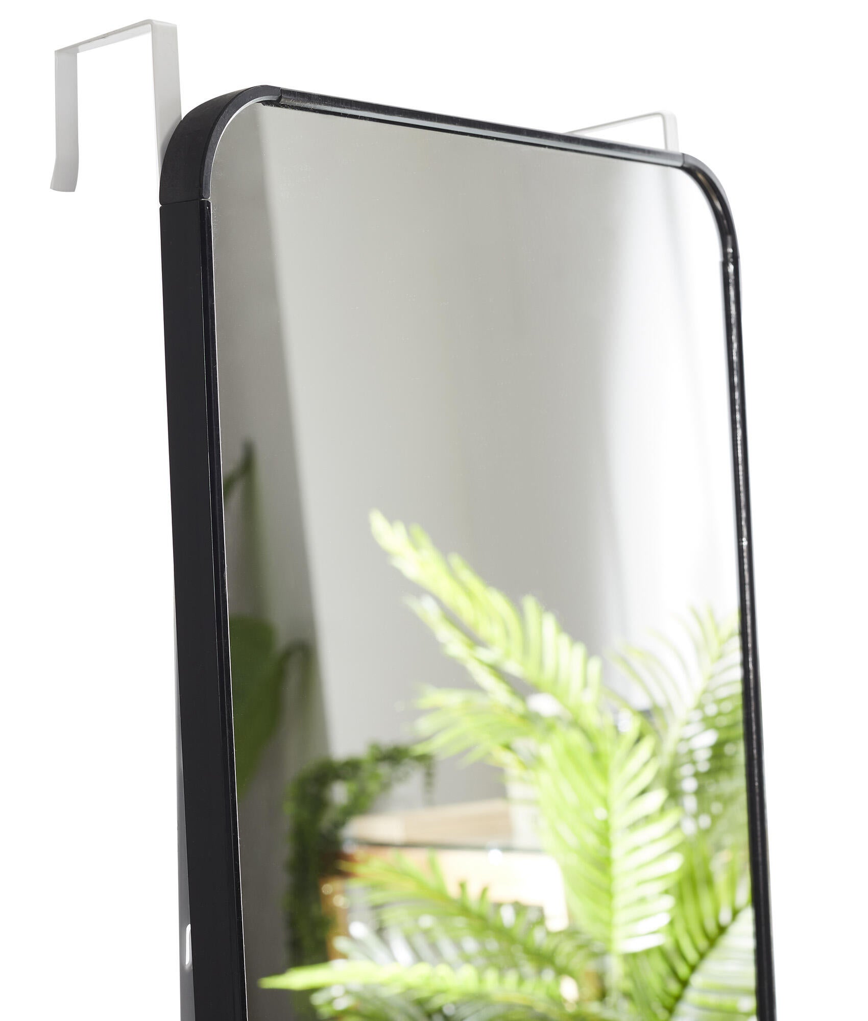 Espejo enmarcado de pared o puerta rectangular polipropileno negro brillante  de 30 x120 cm - 5