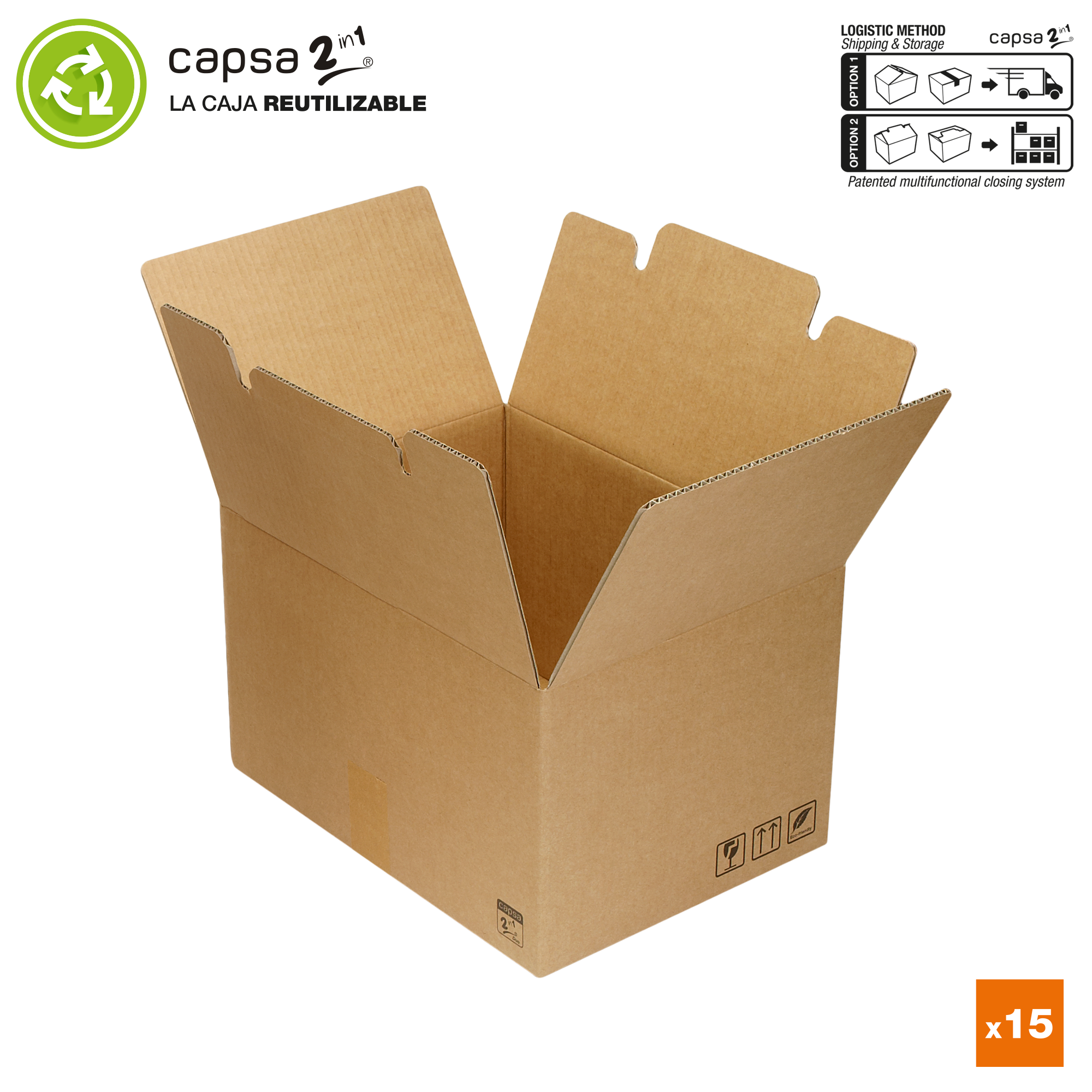 Pack de 15 cajas para envío y almacenaje 50 x 40 x 30 cm