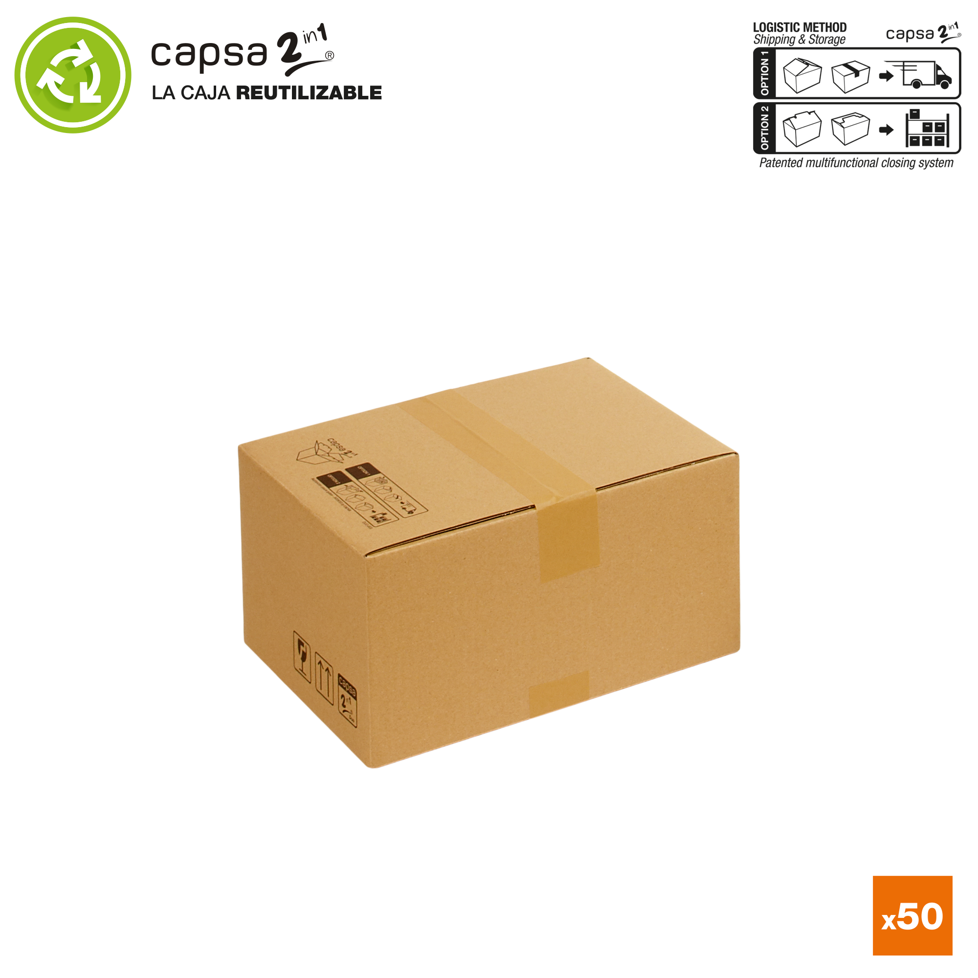 Pack de 50 cajas para envío y almacenaje 31,5 x 22,5 x 16 cm