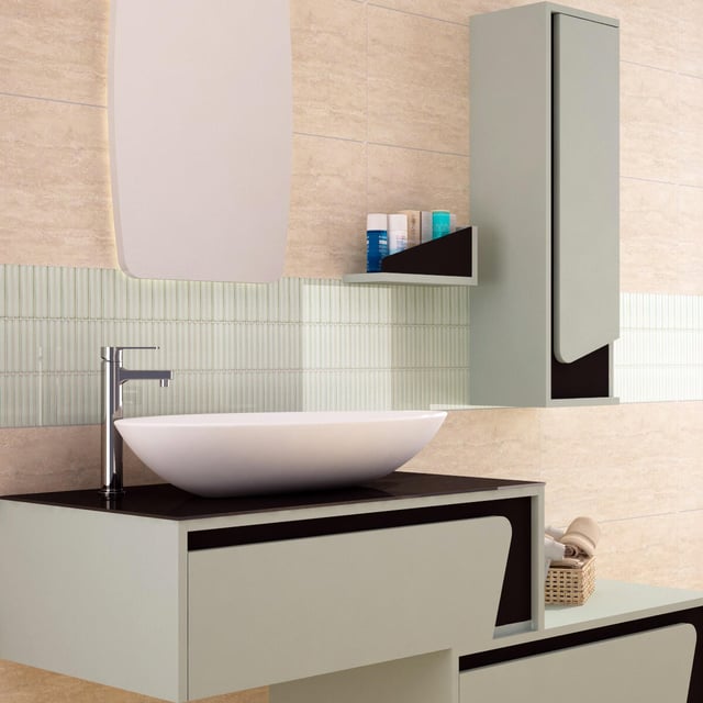 Mosaico in ceramica Stick Osaka verde acqua lucido L 29.5 x L 29.5cm x Sp. 8 mm