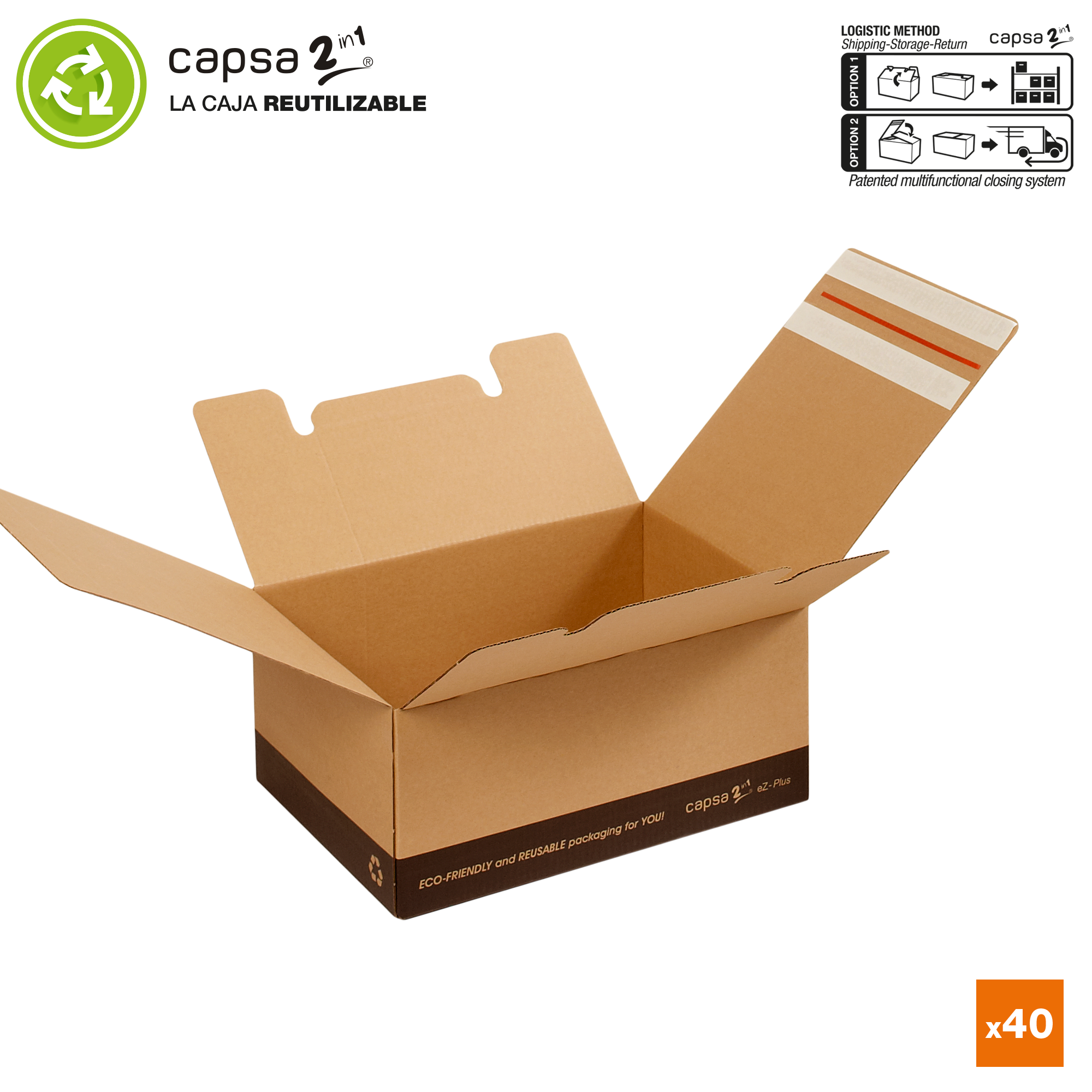 Pack 40 cajas para envíos ecommerce montaje rápido y plegado fácil, 31,5 x 22,5 x 15 cm