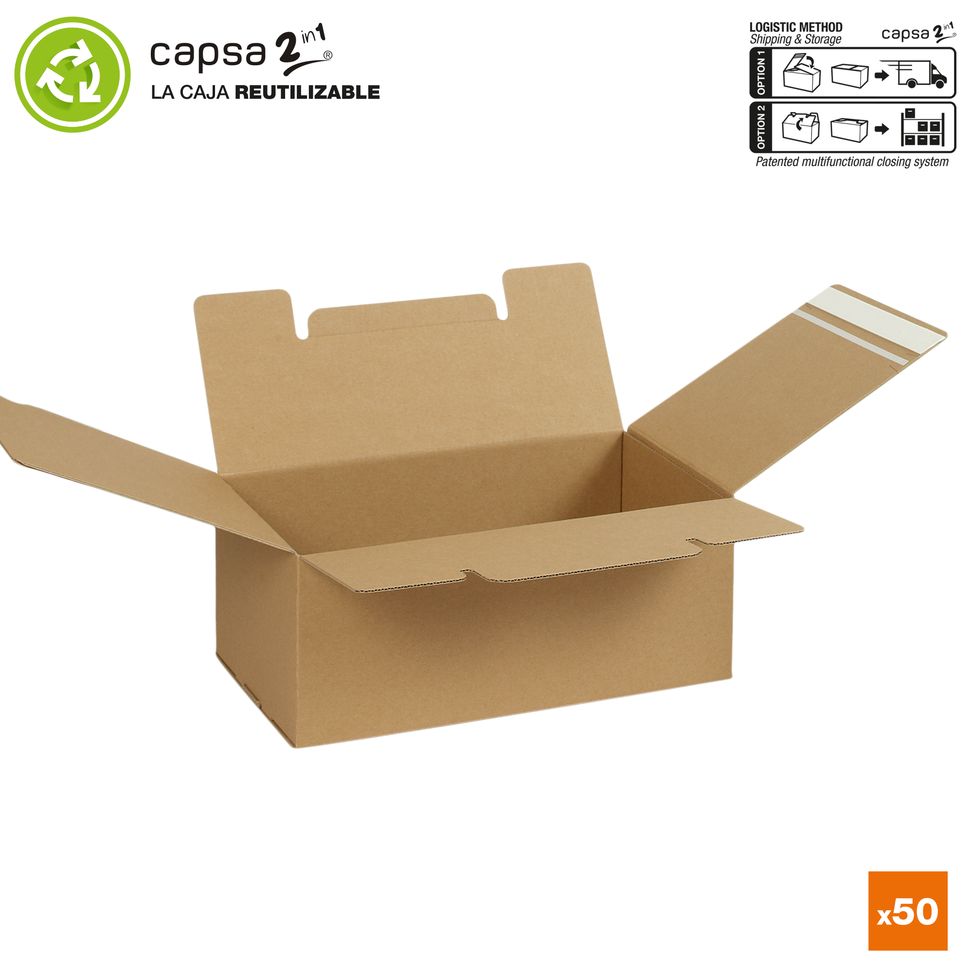 Pack de 50 cajas para envíos ecommerce 35,5 x 21 x 14,5 cm