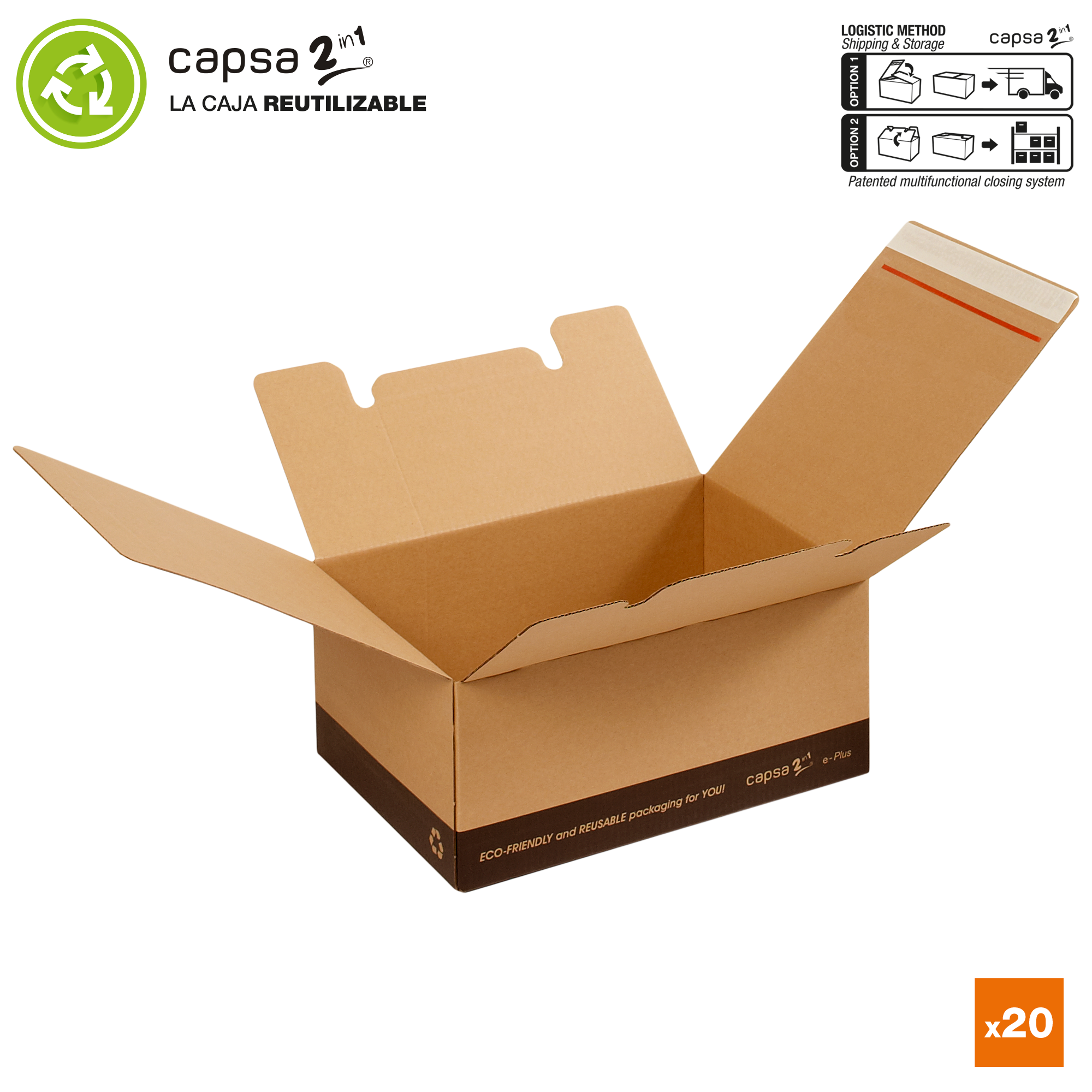 Pack de 20 cajas para envíos ecommerce montaje rápido y plegado fácil, 31x 22x15 cm