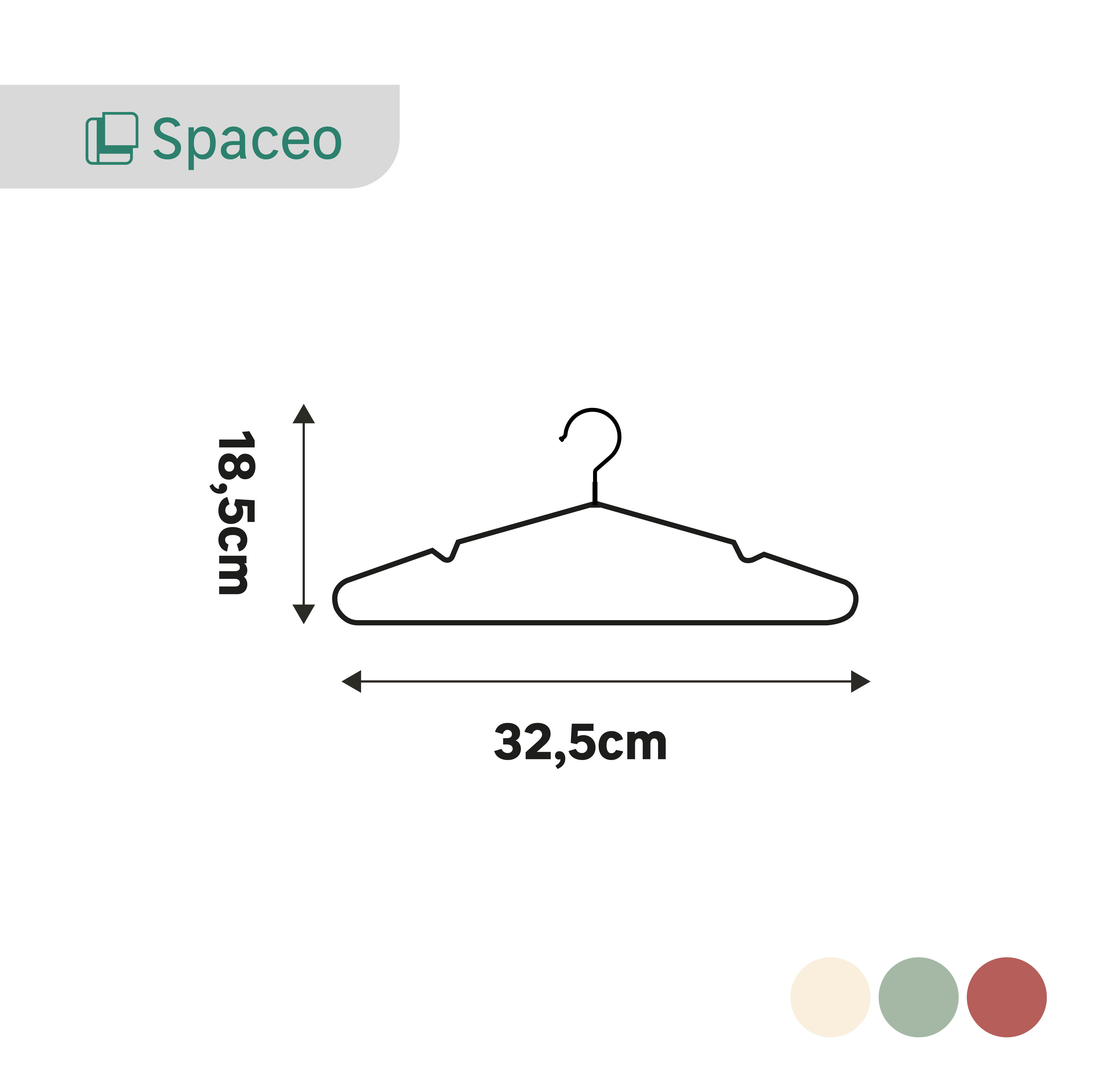 Lot de 6 cintres SPACEO acier blanc, H.18.5 x l.32.5 x Ep.0.37 cm - 3