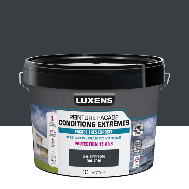 Peinture extérieure façade Conditions extrêmes LUXENS gris anthracite mat 10L