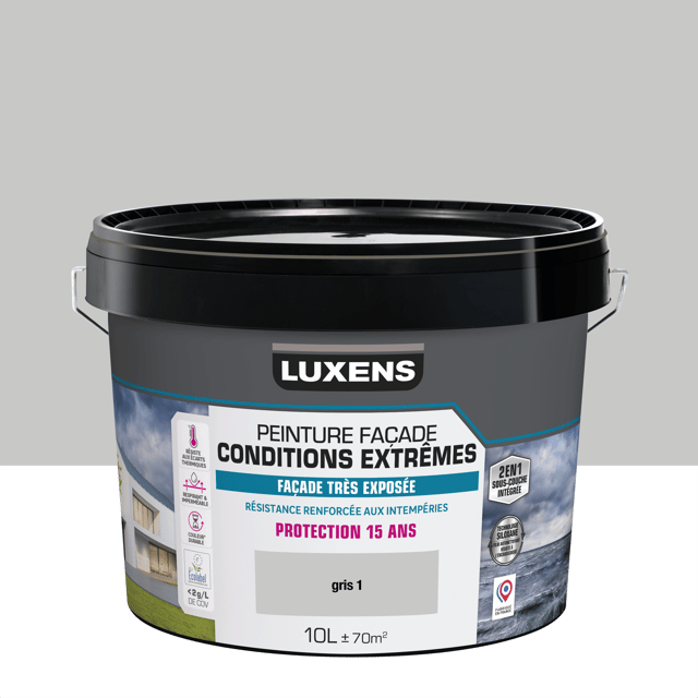 Peinture extérieure façade Conditions extrêmes LUXENS gris 1 mat 10L