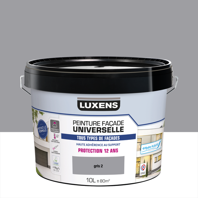 Peinture extérieure façade Universelle LUXENS gris 2 mat 10L
