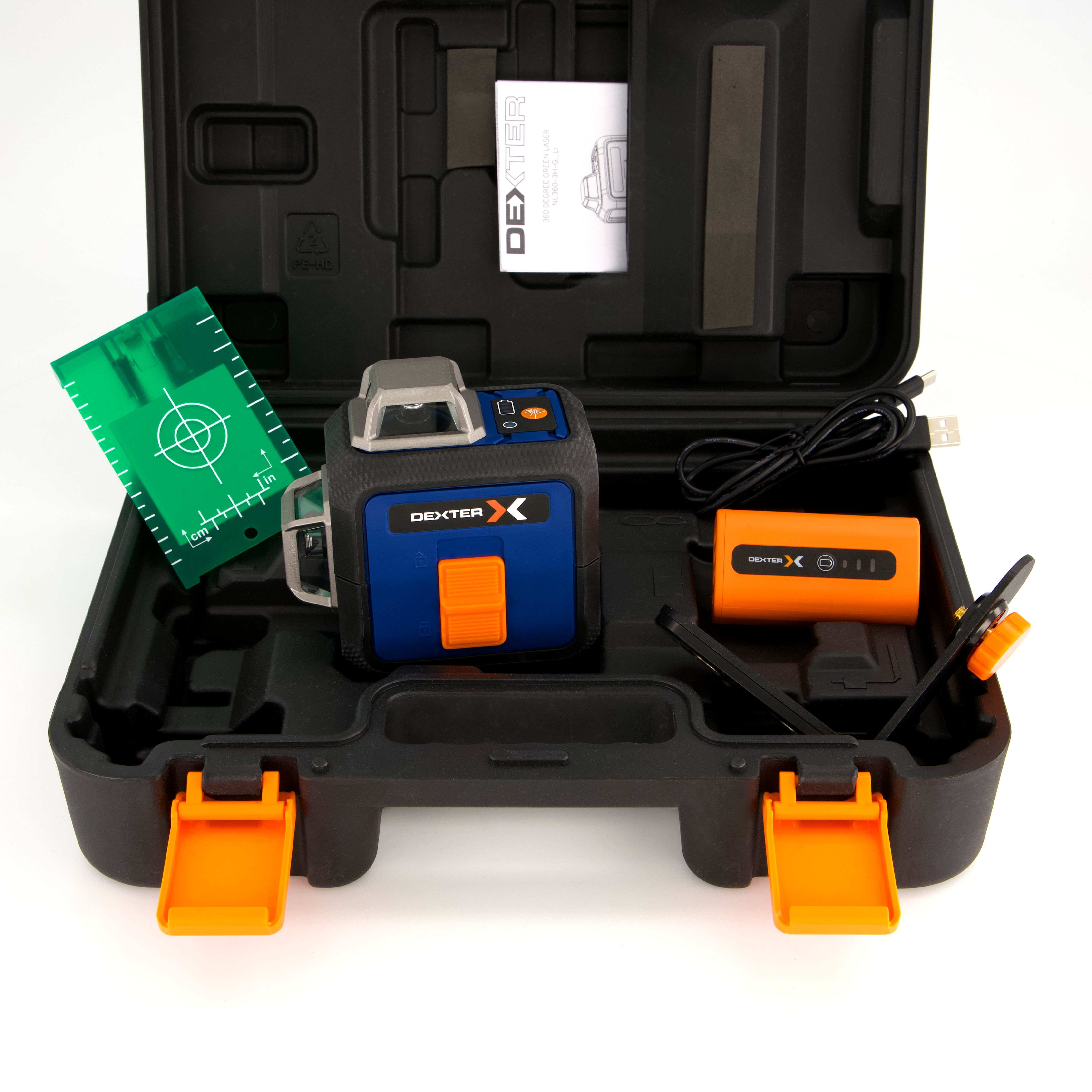 Niveau laser 3D 360° vert DEXTER + batterie + support + mallette + cible - 5