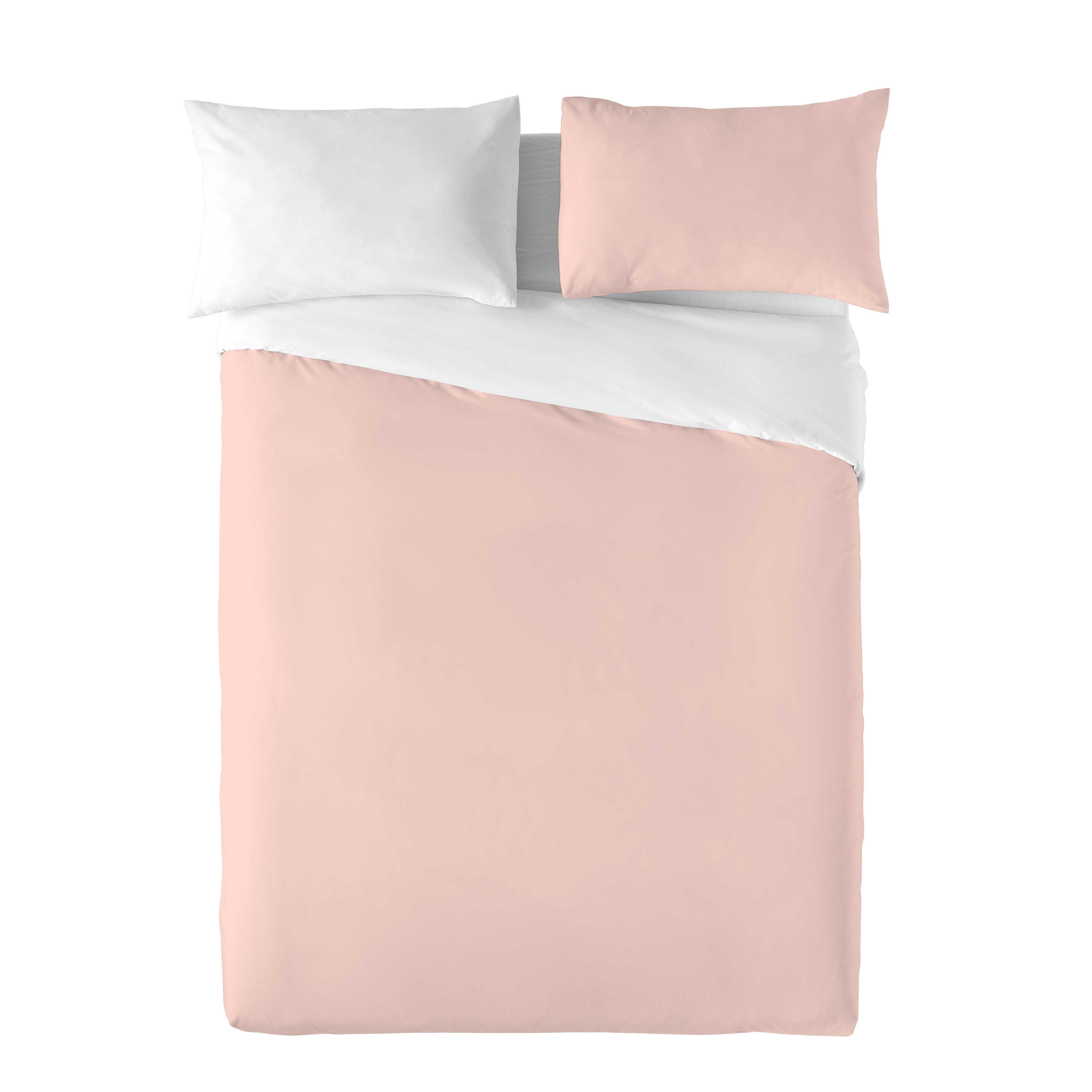 Funda nórdica NATURALS reversible 144 hilos rosa/blanco para cama de 150 cm - 3