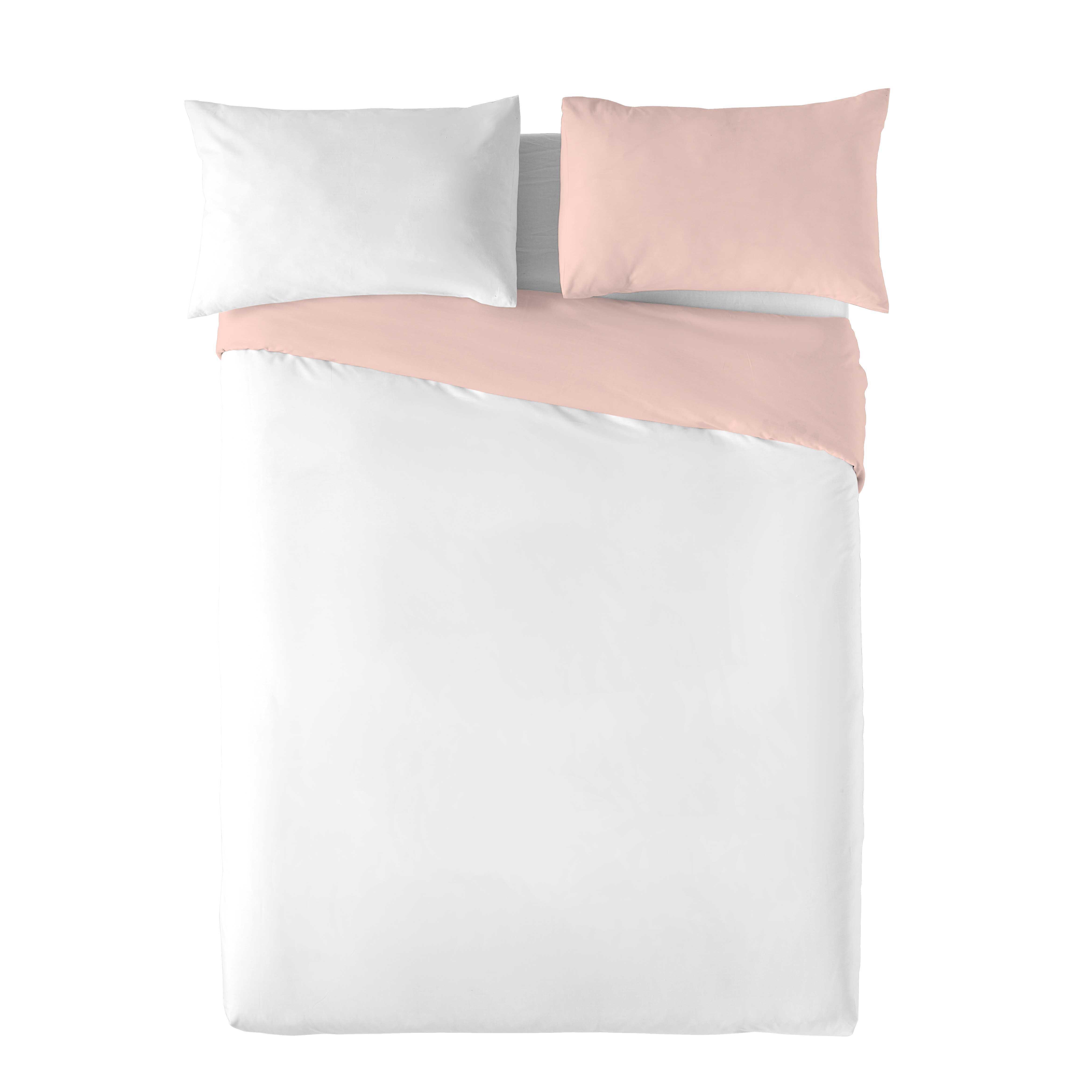Funda nórdica NATURALS reversible 144 hilos rosa/blanco para cama de 150 cm - 2