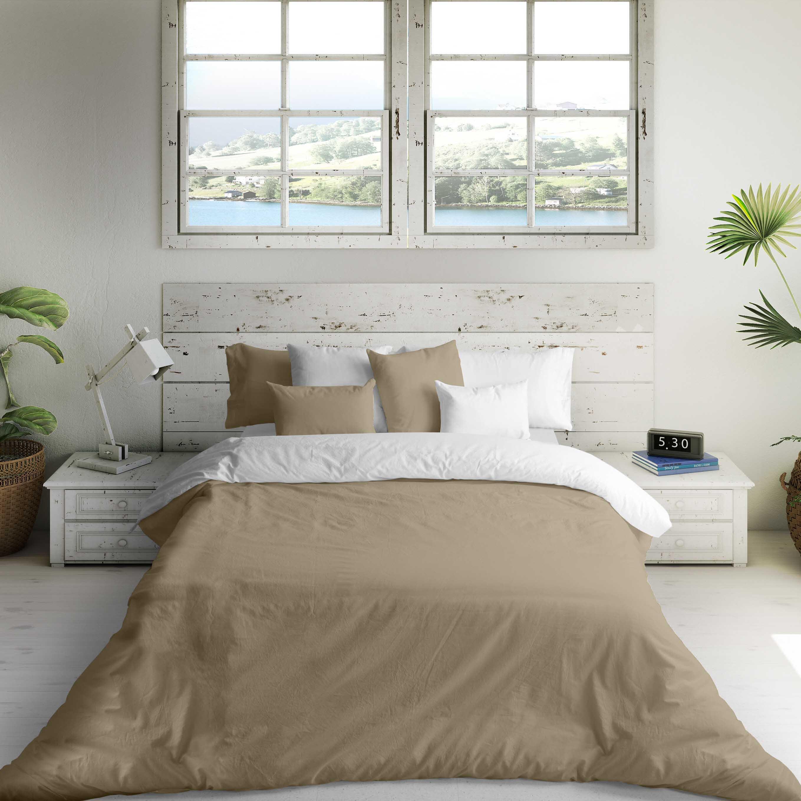 Funda nórdica naturals reversible 144 hilos lino/blanco para cama de 135 cm