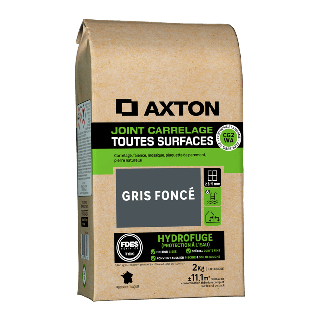Joint tous types de carrelage et mosaïque gris foncé AXTON, 2 kg
