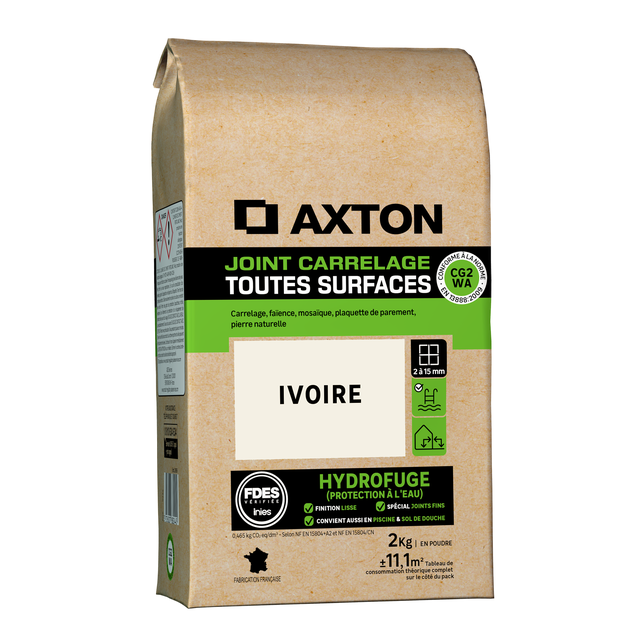 Joint tous types de carrelage et mosaïque ivoire AXTON, 2 kg