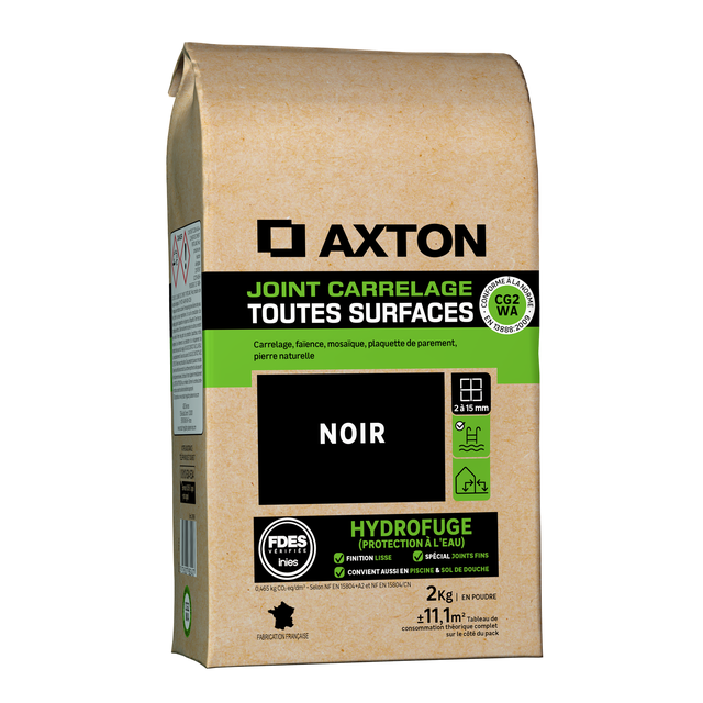 Joint tous types de carrelage et mosaïque noir AXTON, 2 kg