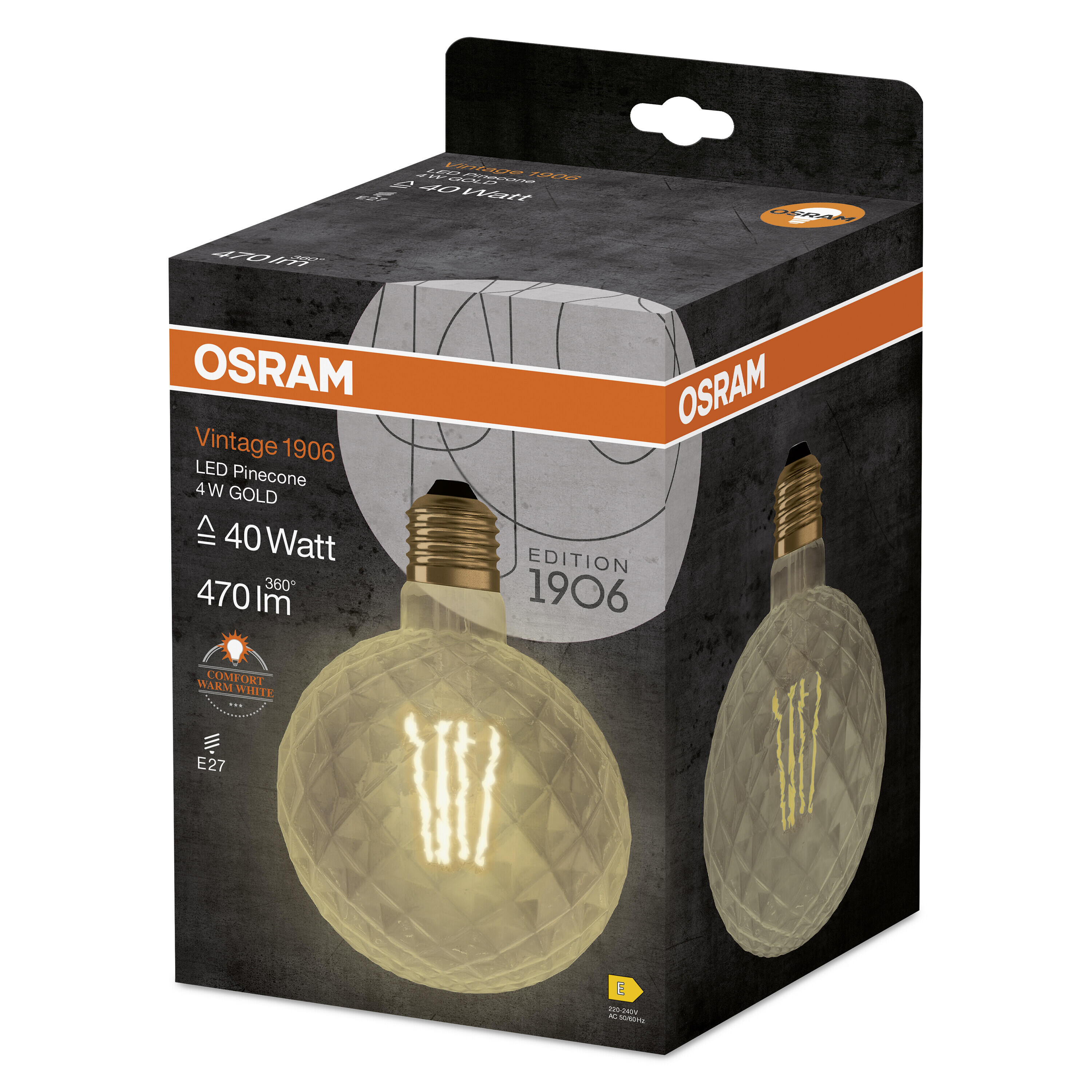 Ampoule led décorative, globe 125mm, E27, 470Lm = 4W, blanc chaud, OSRAM - 4