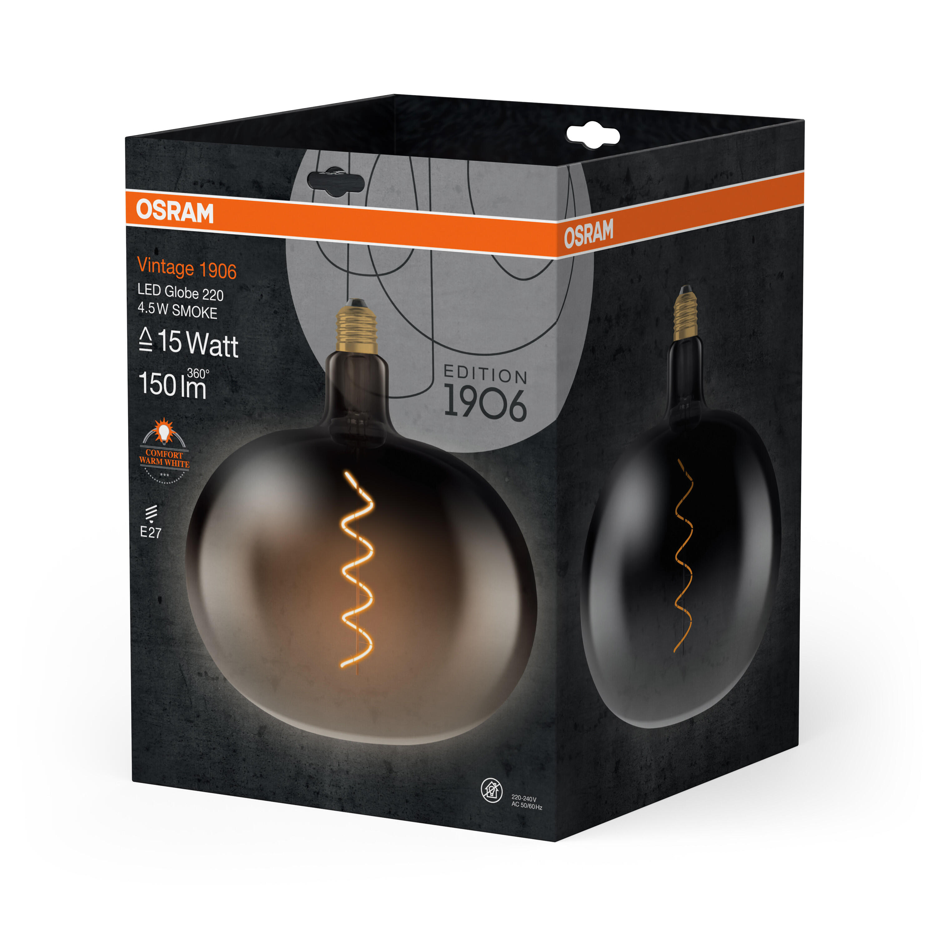 Ampoule led décorative, ballon E27, 150lm = 15W, blanc chaud, OSRAM - 4