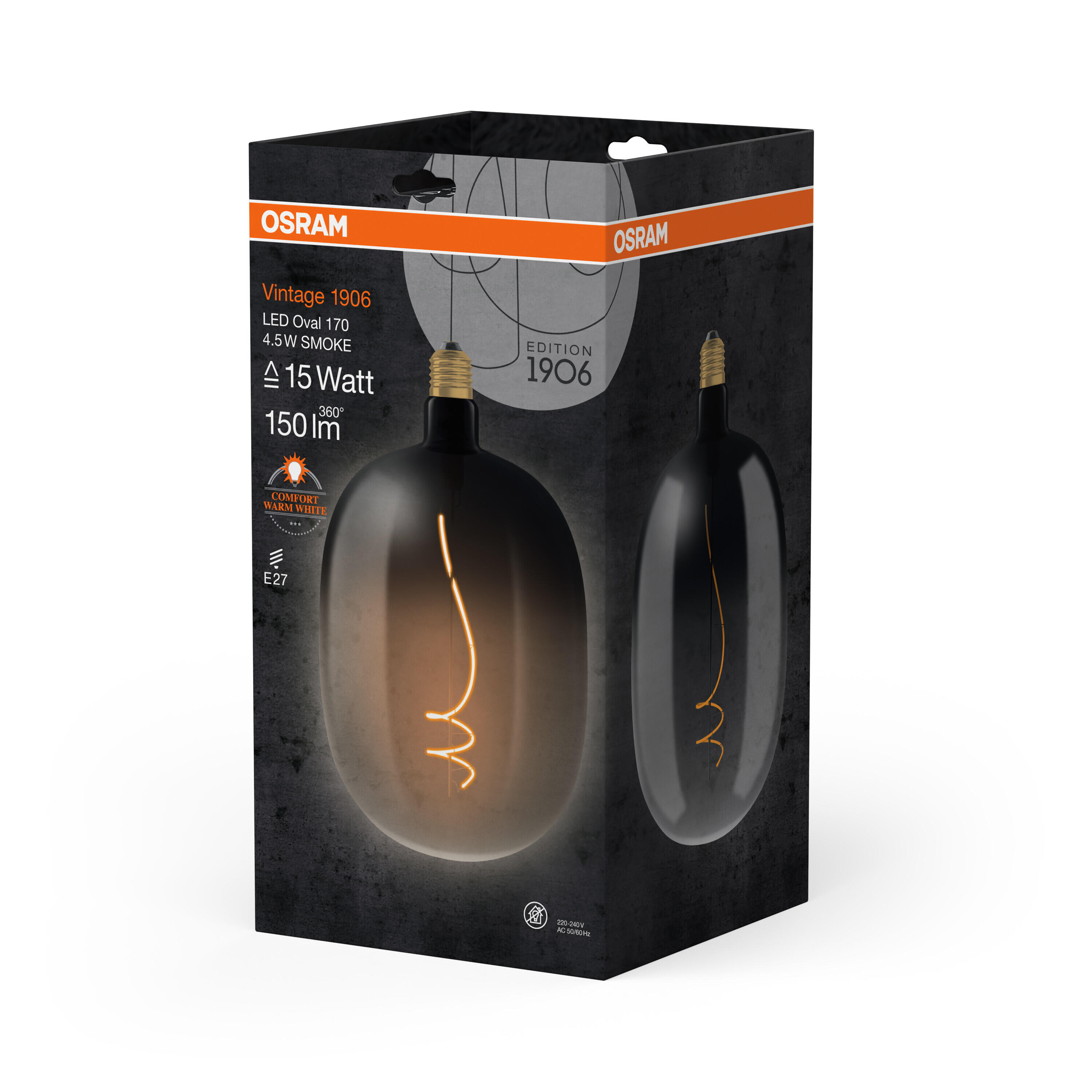 Ampoule led décorative, ballon E27, 150lm = 15W, blanc chaud, OSRAM - 3