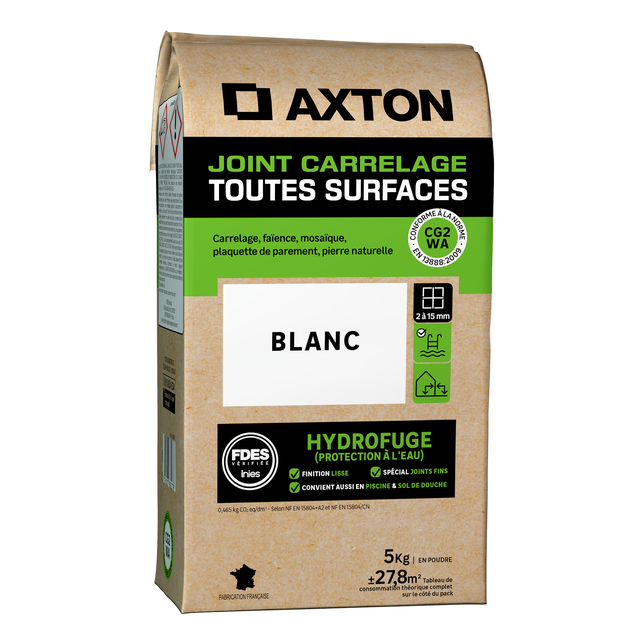 Joint tous types de carrelage et mosaïque blanc AXTON, 5 kg
