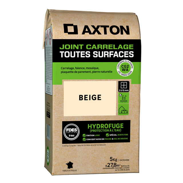 Joint tous types de carrelage et mosaïque beige AXTON, 5 kg