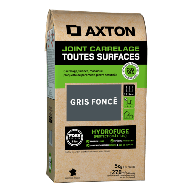 Joint tous types de carrelage et mosaïque gris foncé AXTON, 5 kg