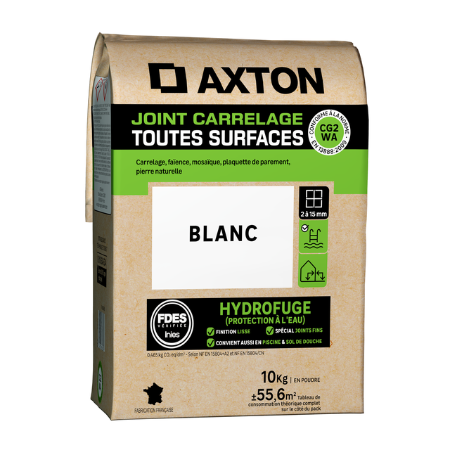Joint tous types de carrelage et mosaïque blanc AXTON, 10 kg