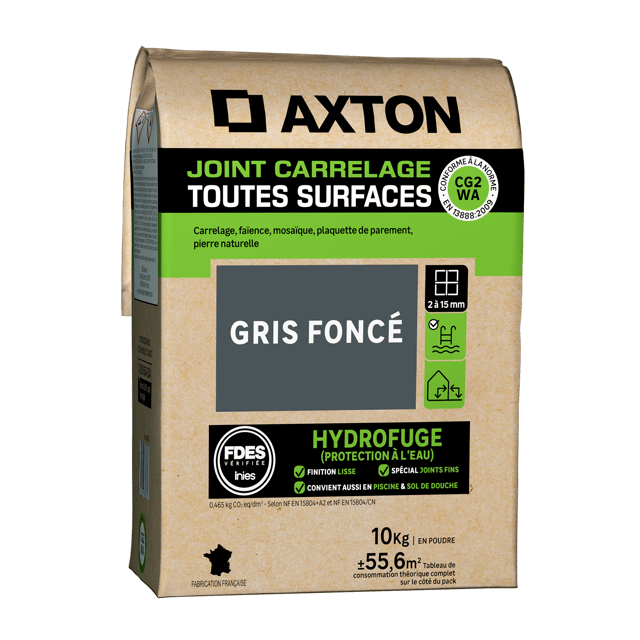 Joint tous types de carrelage et mosaïque gris foncé AXTON, 10 kg