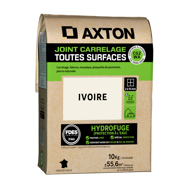 Joint tous types de carrelage et mosaïque ivoire AXTON, 10 kg