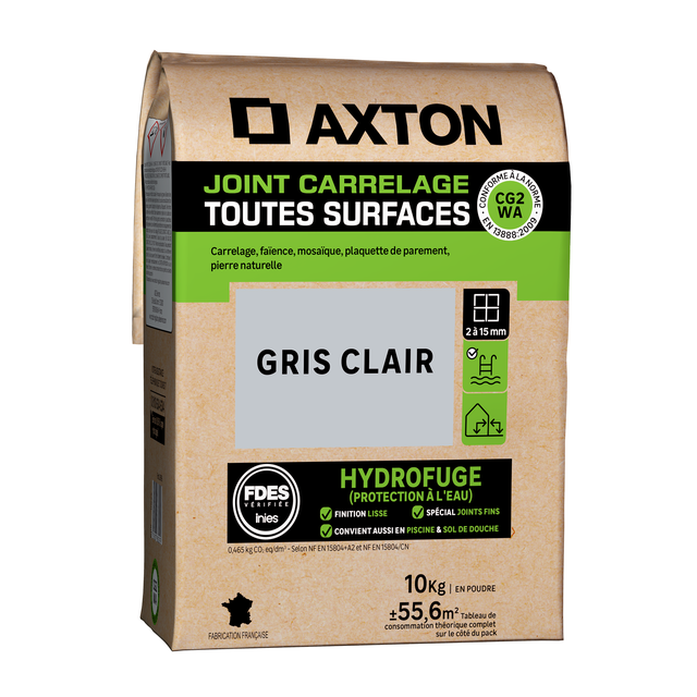 Joint tous types de carrelage et mosaïque gris clair AXTON, 10 kg