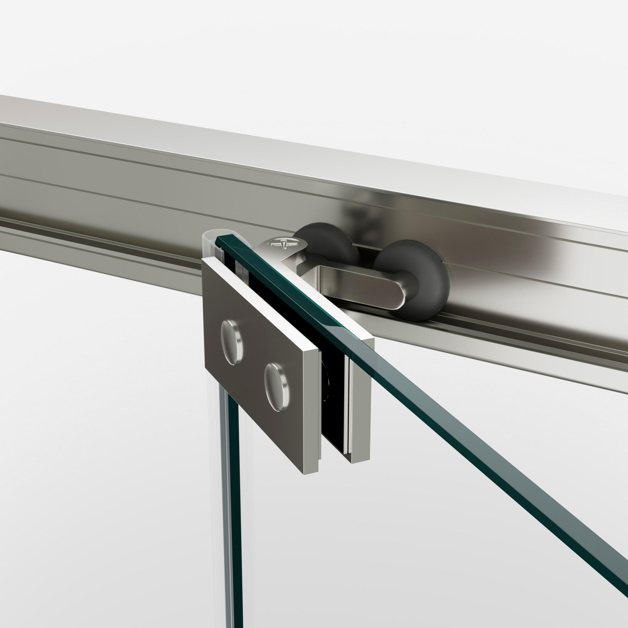 Mampara de ducha corredera 1 puerta corredera Espaze. Perfil aluminio cromo. Ancho adaptable (68-69.5)x195 cm Cristal templado de seguridad transparente 6mm. Cierre magnético con guía inferior GME - 2