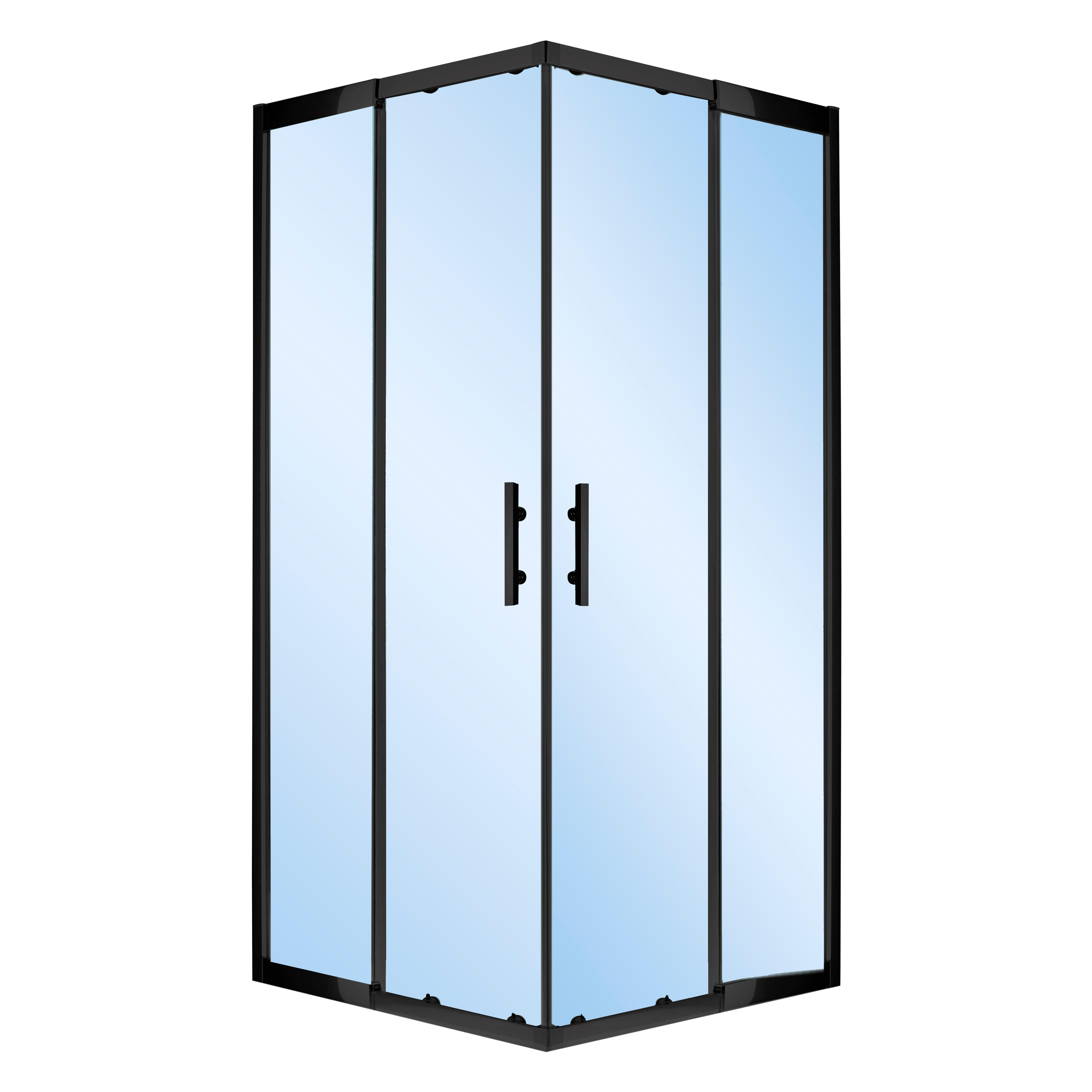 MAMPARA DE DUCHA CUADRADA CORREDERA LEXIE 80X80CM NEGRO - 2