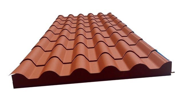 PANEL SANDWICH IMITACIÓN TEJA 5,6X1M  ROJO/BLANCO