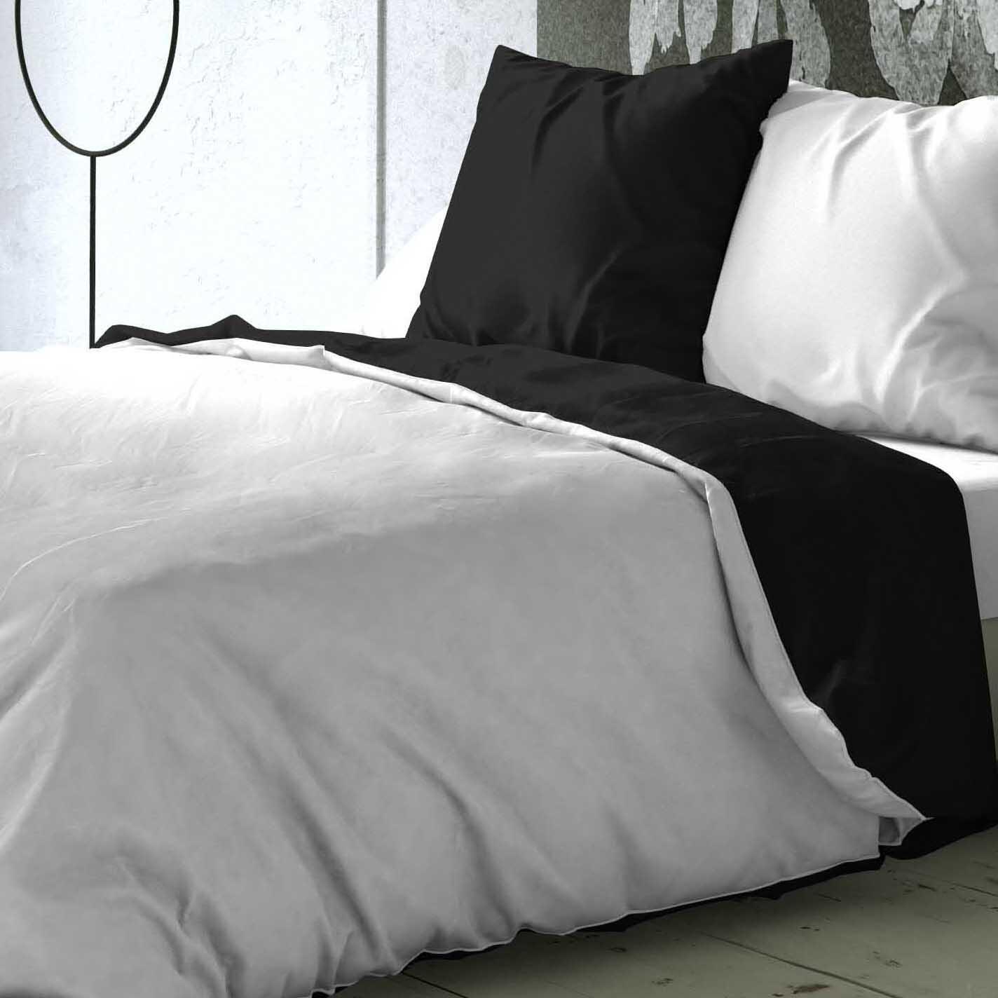 Funda nórdica NATURALS reversible 144 hilos negro/blanco para cama de 135 cm - 7